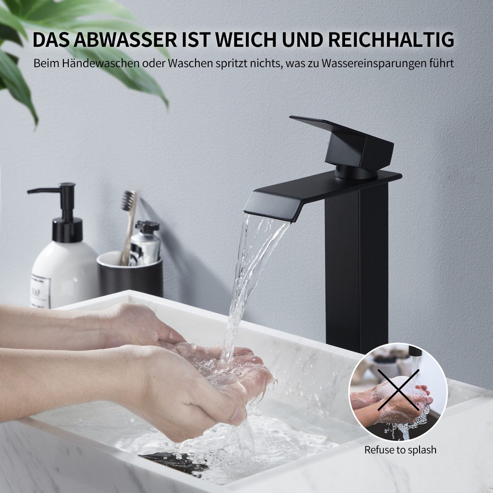 HOMELODY Waschtischarmatur schwarz,waschtischarmatur bad,hoher auslauf,badarmatur waschbecken waschtischarmatur hoch,Mischbatterie für Badzimmer,Edelstahl
