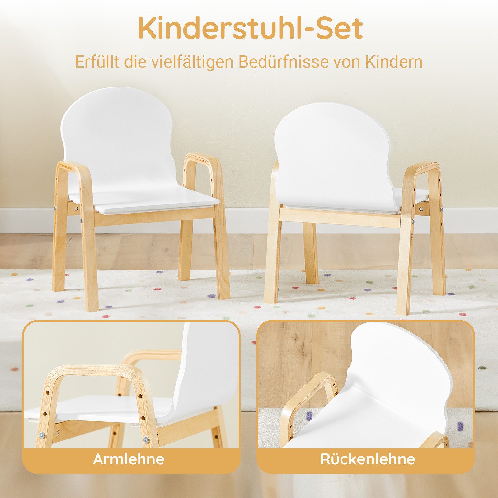 SoBuy Kindersitzgruppe KMB24, Kinder Schreibtischstuhl, Kinderstühle Kinderzimmer, 2er Set Stuhl höhenverstellbar Stühlchen mit Armlehnen und Rückenlehne