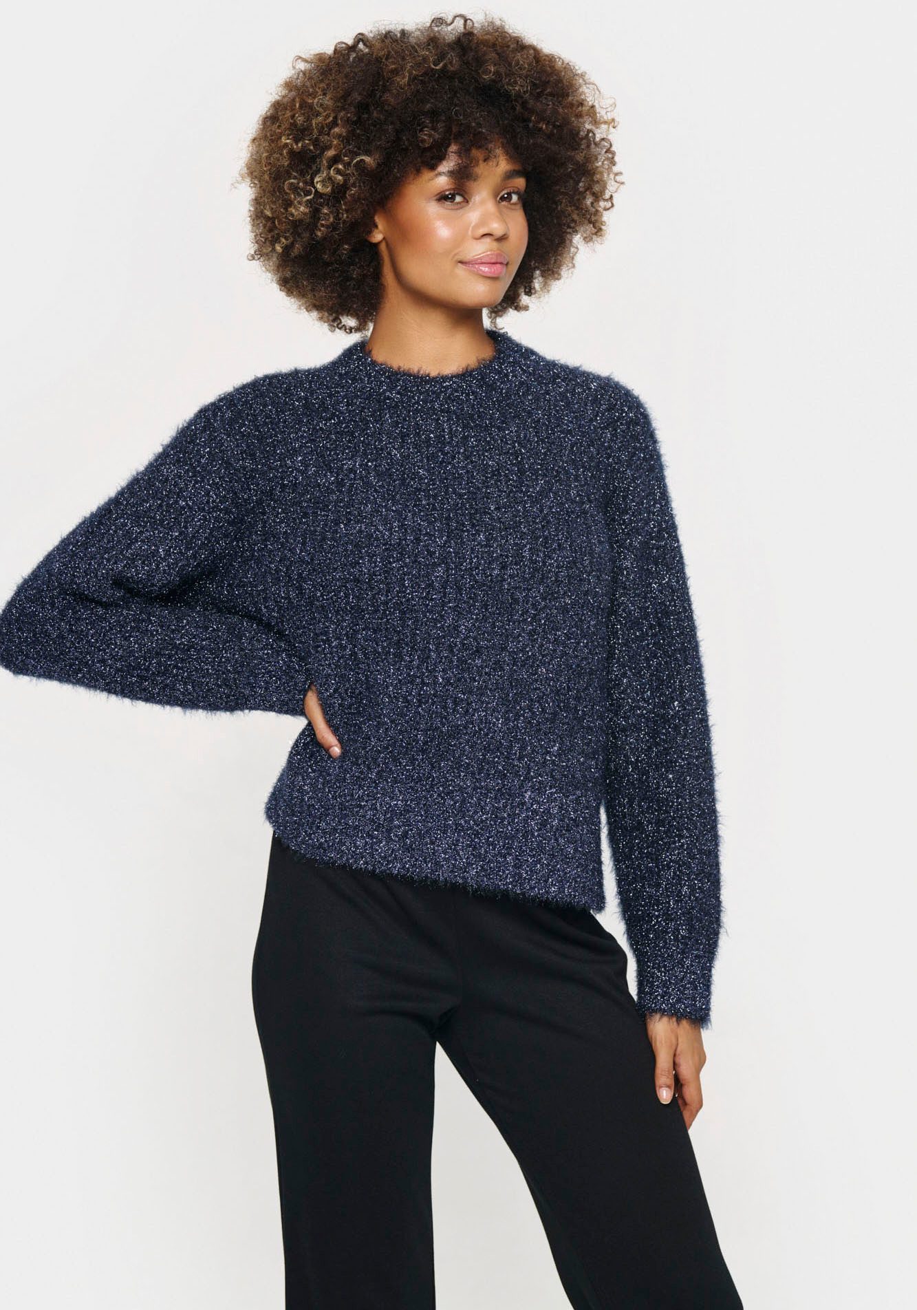 Saint Tropez Strickpullover HalfaSZ aus Glitzergarn günstig online kaufen