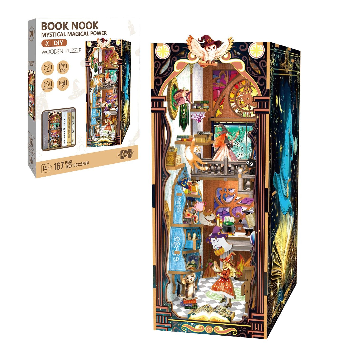 Esun 3D-Puzzle Book Nook KIT, DIY-Puppenhaus-Bausatz mit LED-Licht für Erwa günstig online kaufen