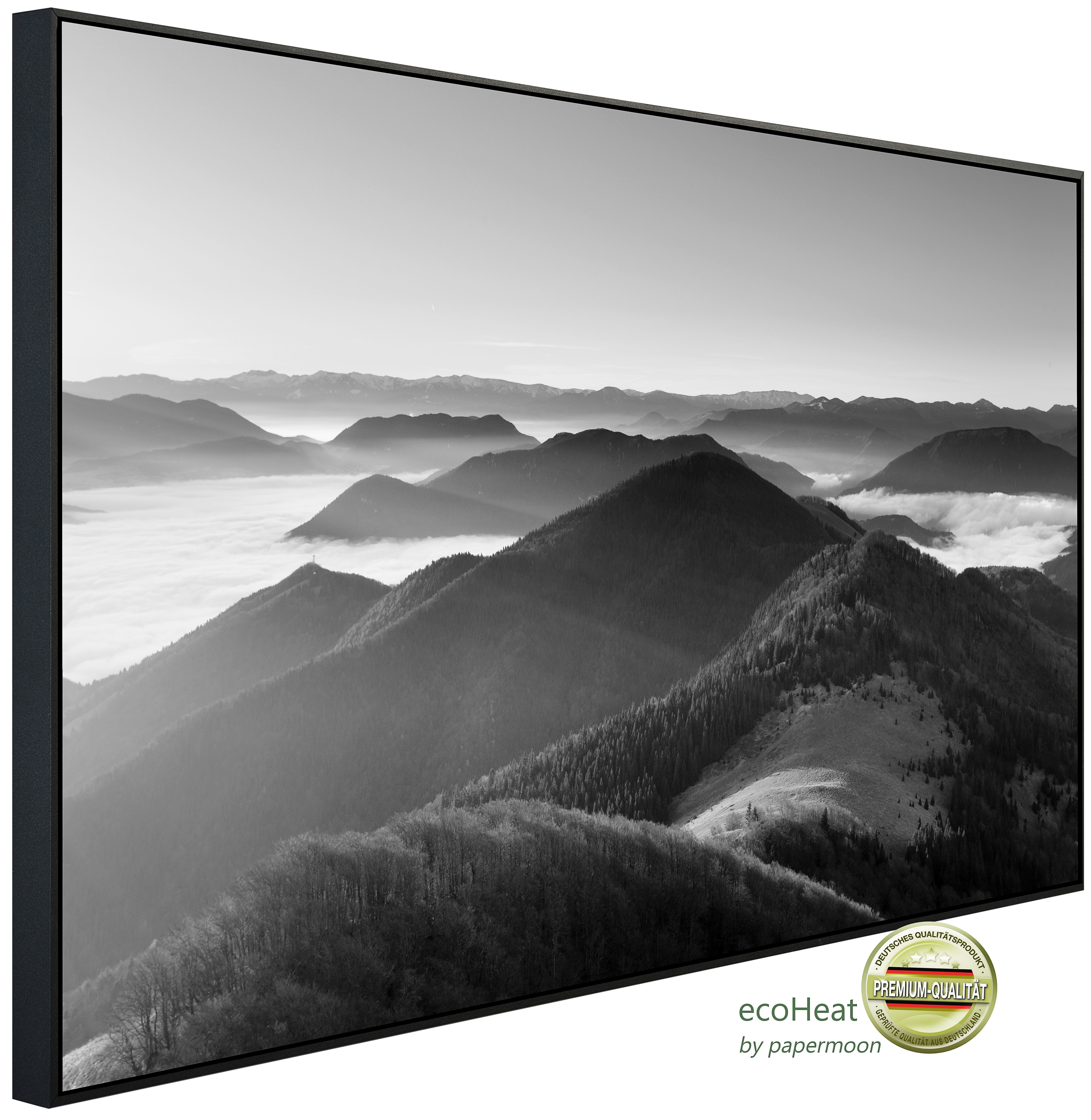 Papermoon Infrarotheizung INFRAROT-BILD-HEIZUNG, Landschaft Schwarz & Weiß, TÜV-Rheinland/GS zertifiziert, angenehme Strahlungswärme