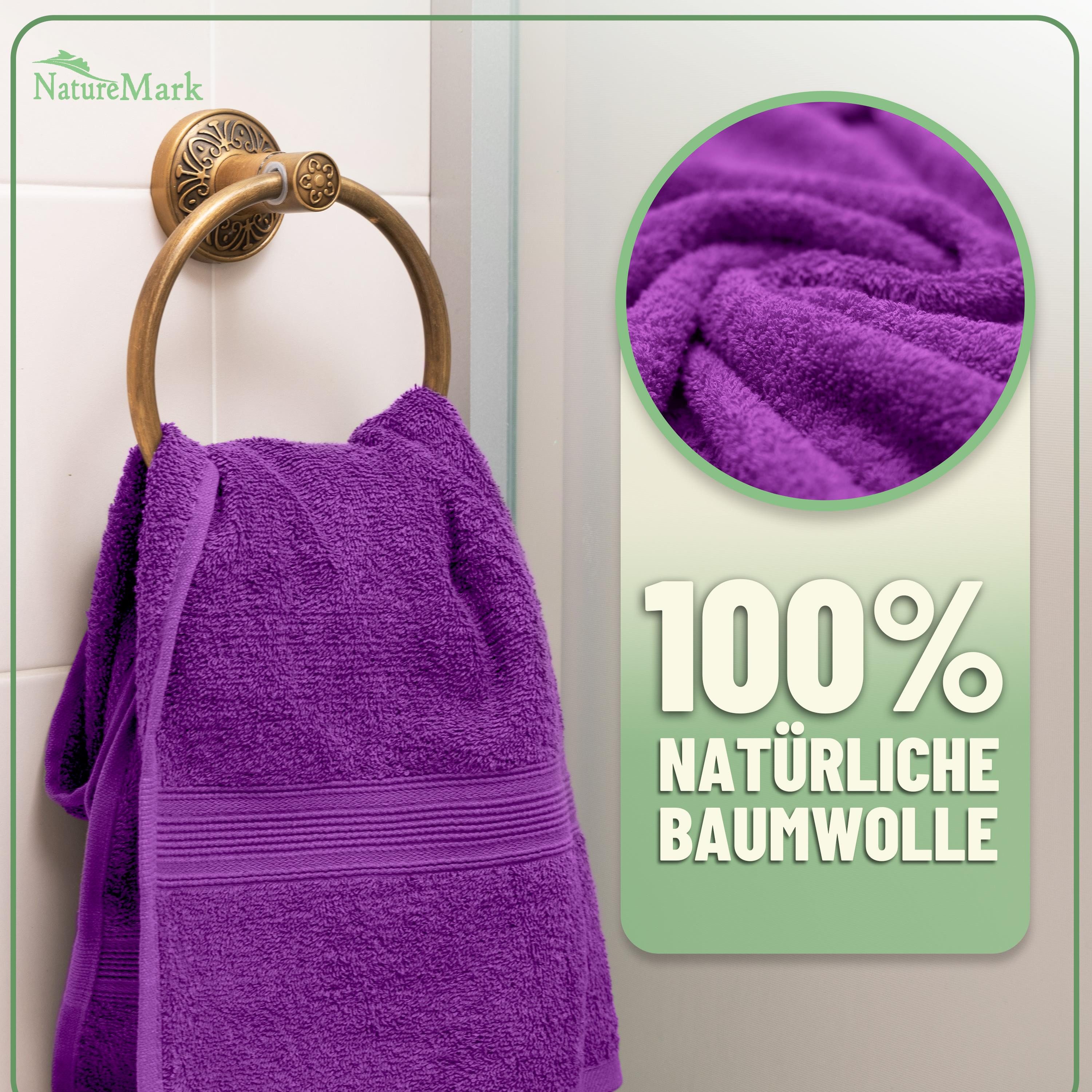 NatureMark Handtuch Set Handtuch-Set 10tlg. 500gsm, 100% Baumwolle (10-St), 4X Handtücher, 2X Duschtücher, 2X Gästetücher, 2X Waschhandschuhe