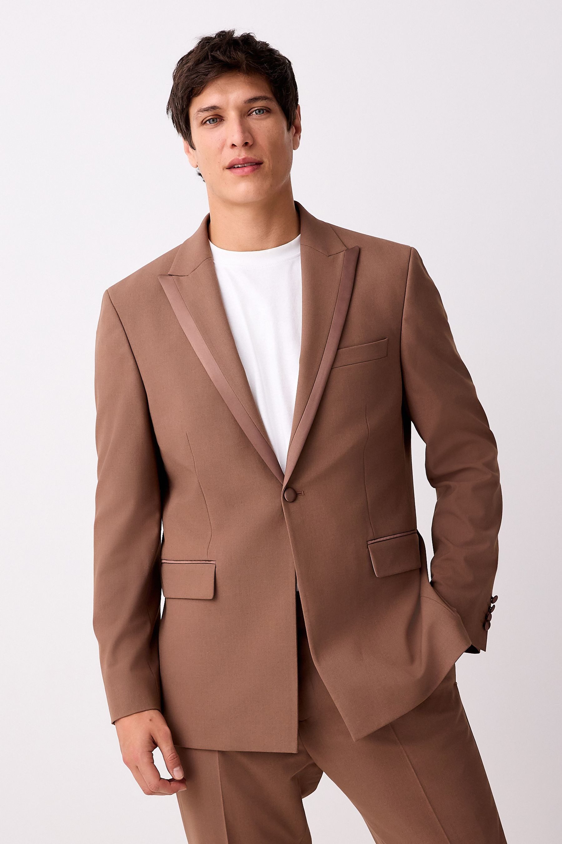 Next Baukastensakko Tailored Fit Smokingsakko mit Satinbesatz (1-tlg) günstig online kaufen