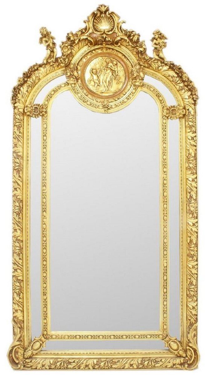 Casa Padrino Barockspiegel Barock Spiegel Gold 105 x H. 210 cm - Prunkvoller Wandspiegel im Barockstil - Antik Stil Garderoben Spiegel - Wohnzimmer Spiegel - Barock Möbel