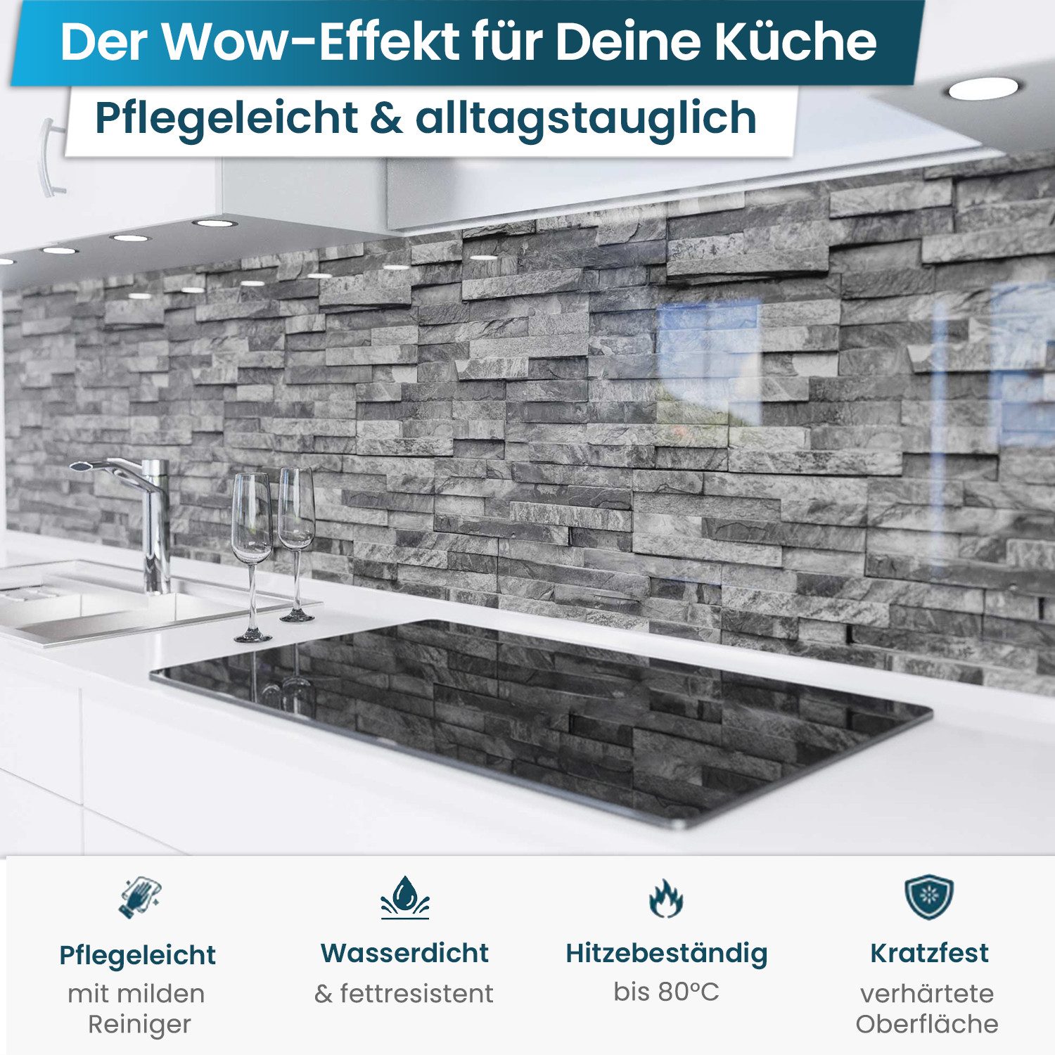 danario Küchenrückwand Folie selbstklebend, Glasoptik, Spritzschutz günstig online kaufen