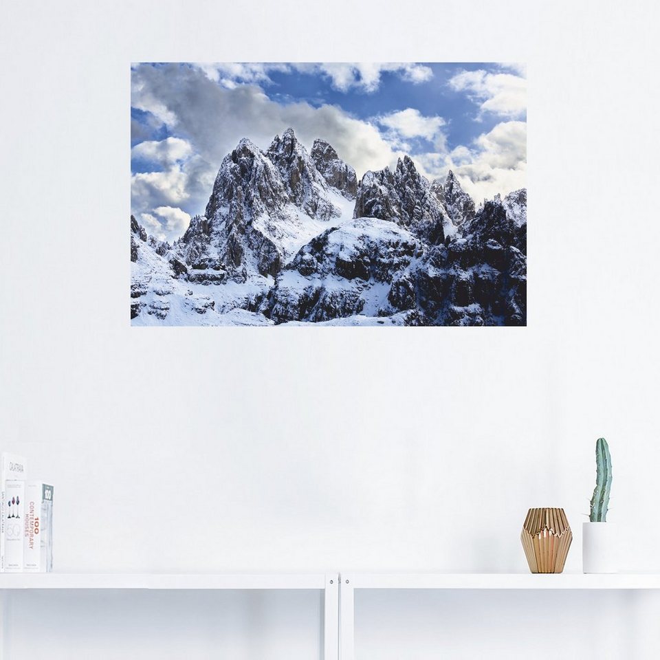 Zinnen Drei versch. I, Größen St), (1 Dolomiten Wandbild Artland oder Umrundung den Leinwandbild, Wandaufkleber Berge in als Poster in Alubild,