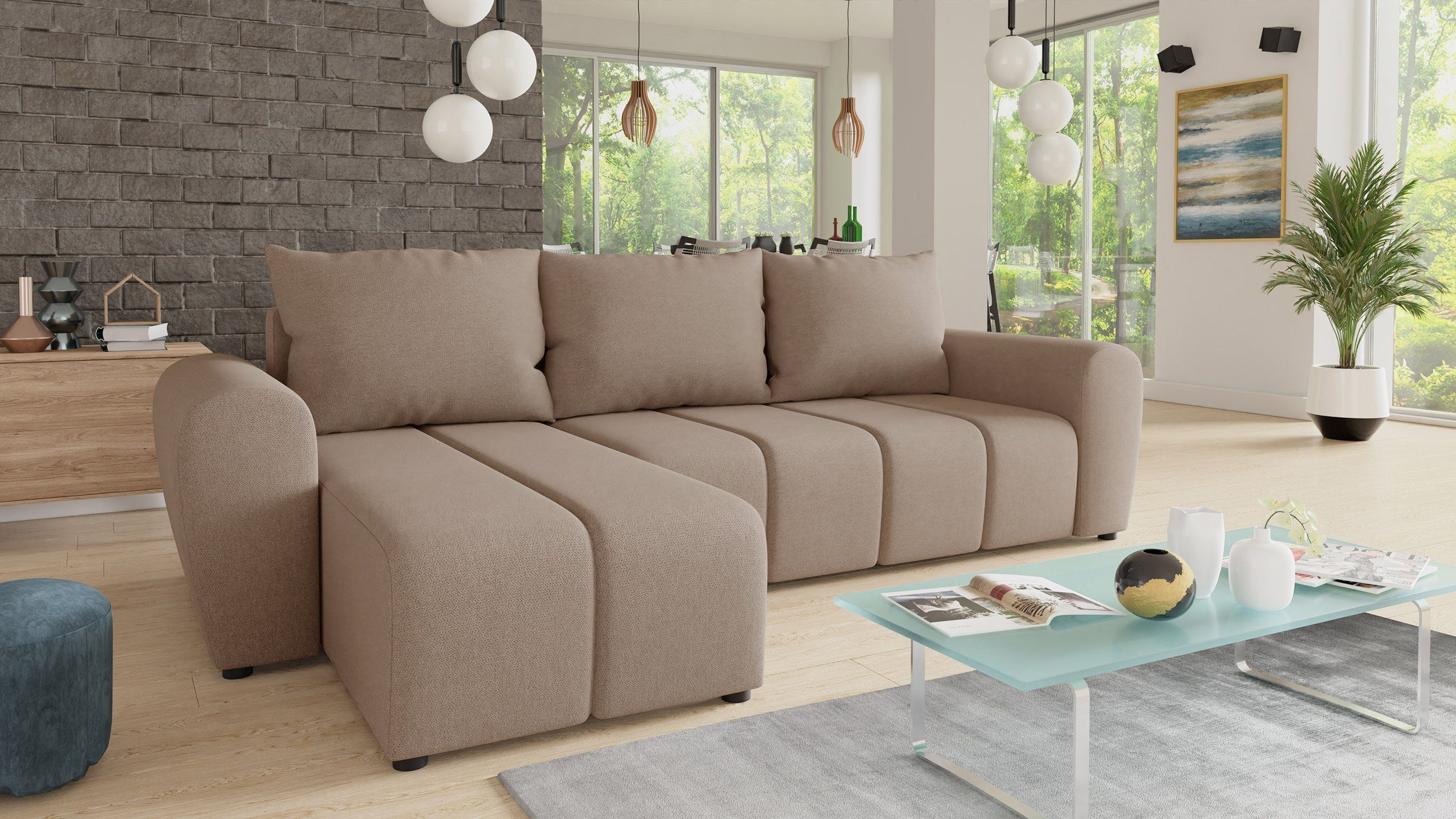 und Bettkasten, Couch, Sofnet Ecksofa Soro mane Schlaffunktion L, Schlafsofa, 23 Universal Cleo mit L-Form