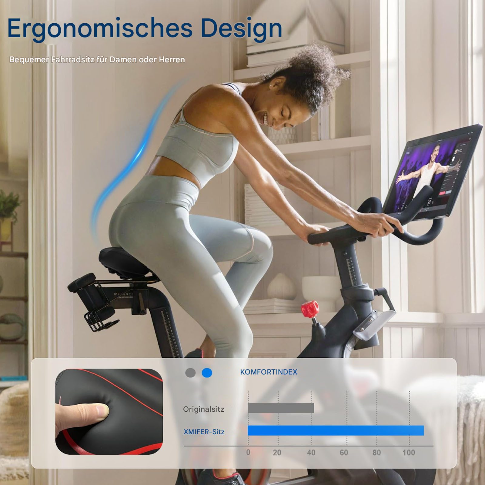 SURFOU Fahrradsattel Fahrrad zubehör Fahrradsattel Herren Damen Sattelschutz Wasserdicht (Universell kompatibler Oversized Fahrradsattel– Extra Breiter & Bequemer Sattel mit Memory Foam, Wasserdicht & Stoßdämpfend für Herren & Damen, mit Montagewerkzeuge, wasserdichte Sattelhülle und Fahrradsatteladapter, 1-tlg., Geeignet für Mountainbikes, Rennräder, Fitnessbikes, E-Bikes usw), Bequemer Memory-Foam, Schweißfestes und stoßdämpfendes