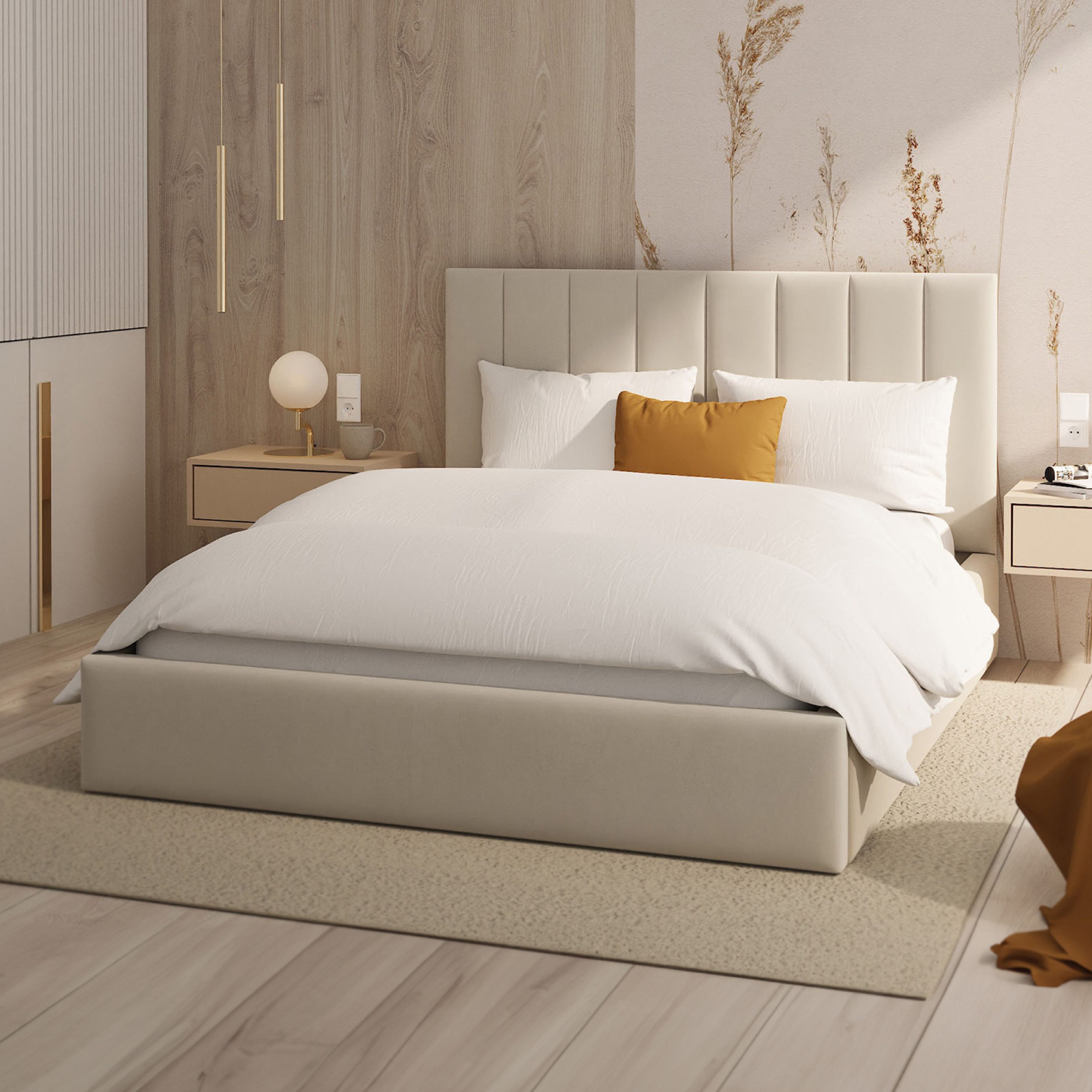 FDM Polsterbett KAJA modern mit Bettkasten MADE IN EU - mit hochwertigem Pa günstig online kaufen