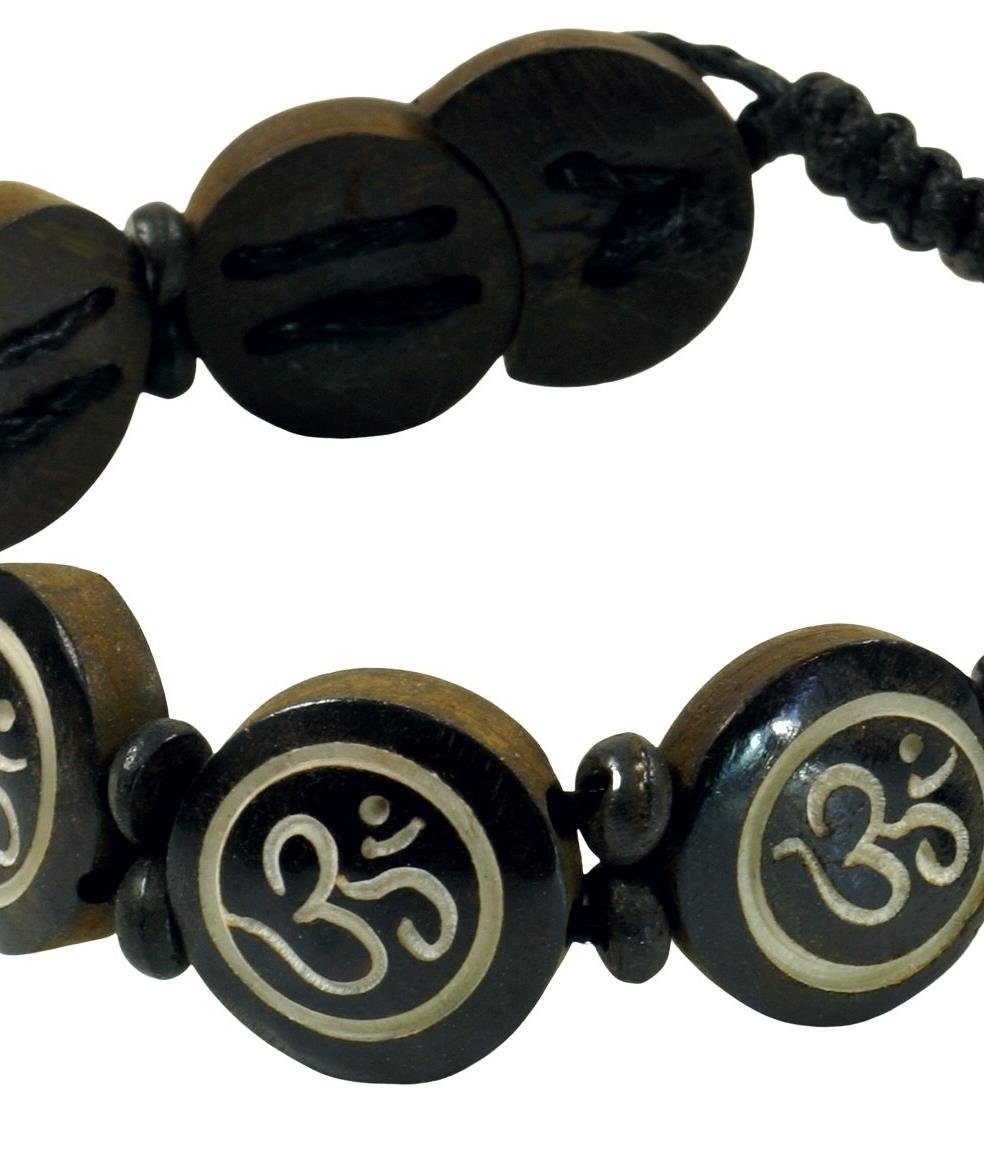 Guru-Shop Armreif Buddhistisches Armband OM, Yogaschmuck - braun..