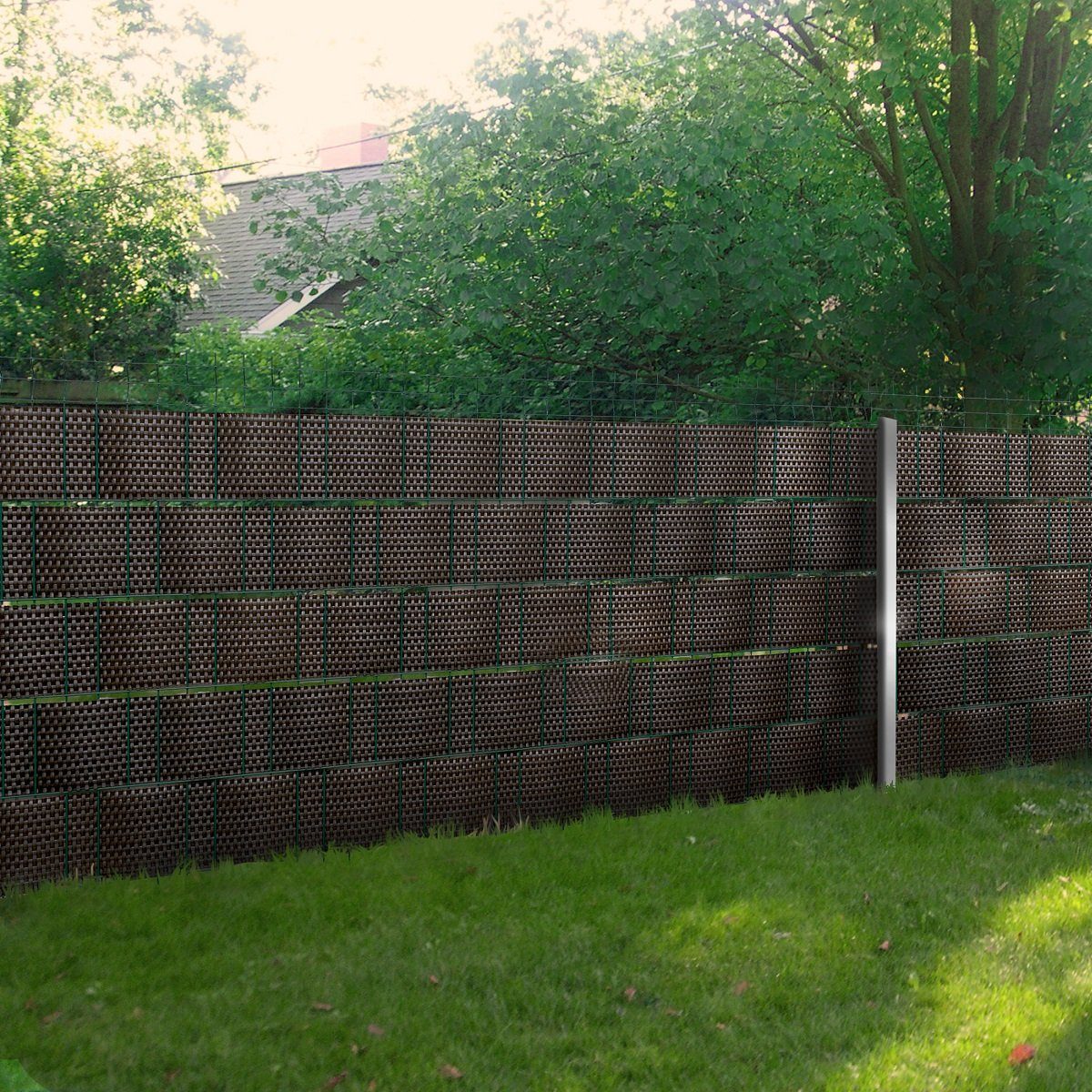 HaGa Sichtschutzstreifen Sichtschutzrattan in 2,55m Länge aus PE-Rattan beige