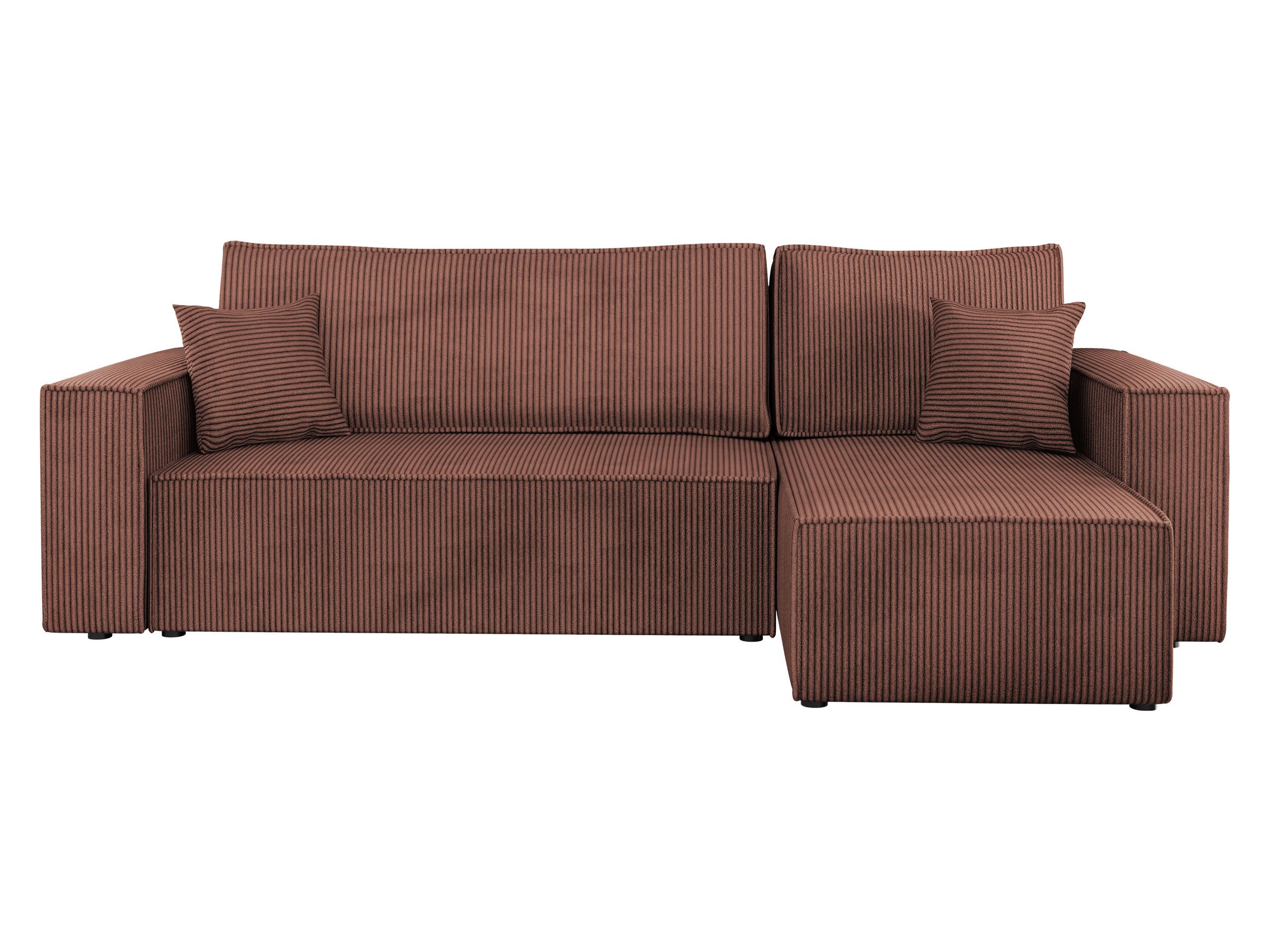 MIRJAN24 Ecksofa Karl Cord, mit Bettkasten und Schlaffunktion, Ottomane universal, Dekorative Kissen-Set