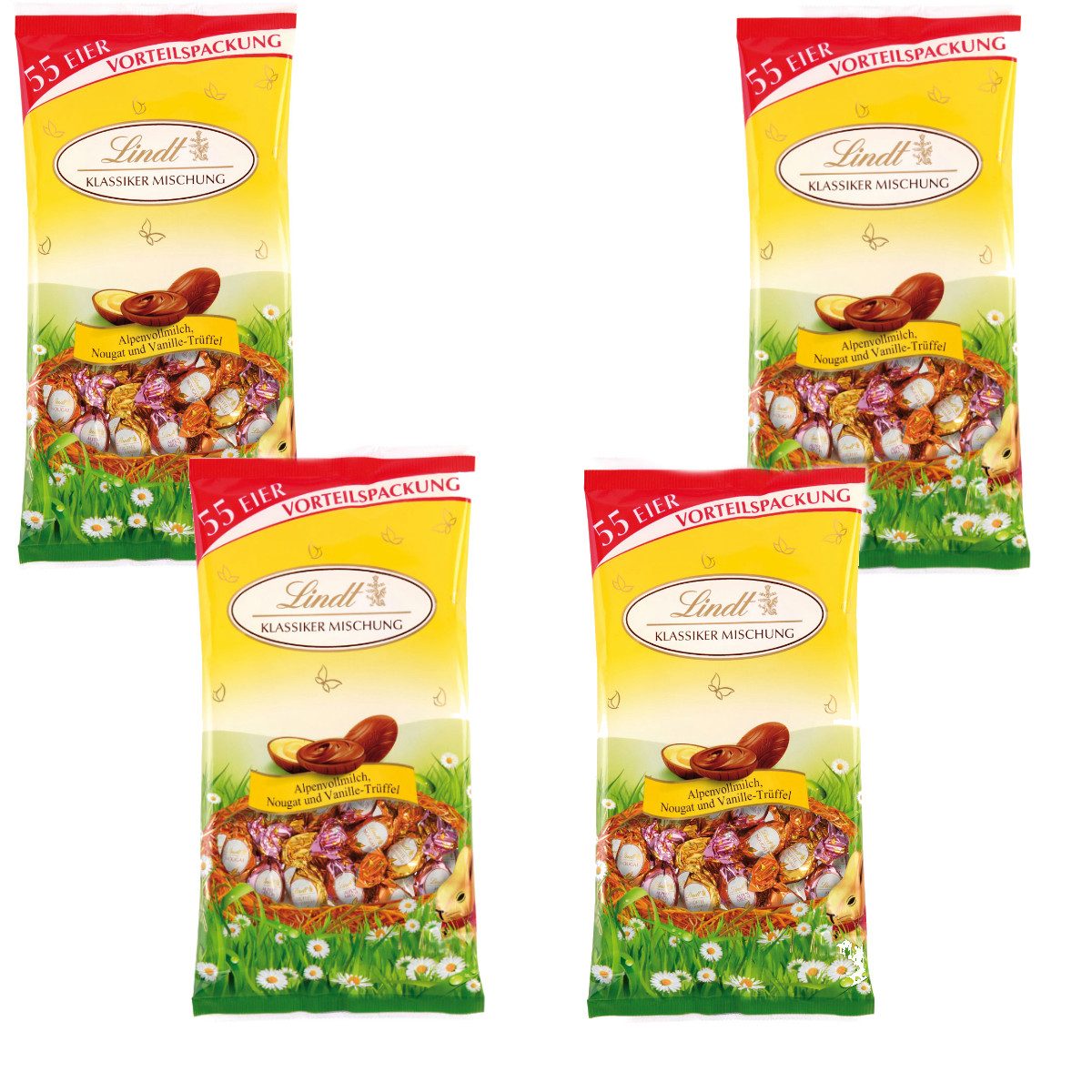 LINDT Schokolade, Lindt XXL Klassik Osterbeutel mit verschiedene Füllungen 288g 4er Pack