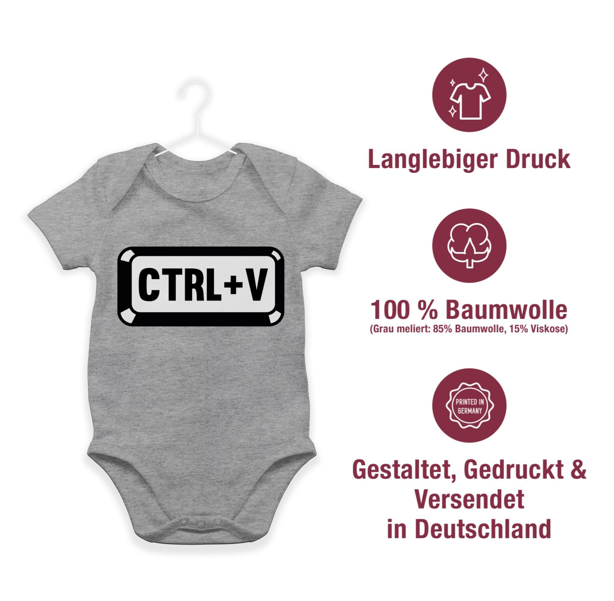 Shirtbody Baby meliert Familie Partner-Look Shirtracer Baby 1 Grau - Papa/Mama CTRL+V - copy