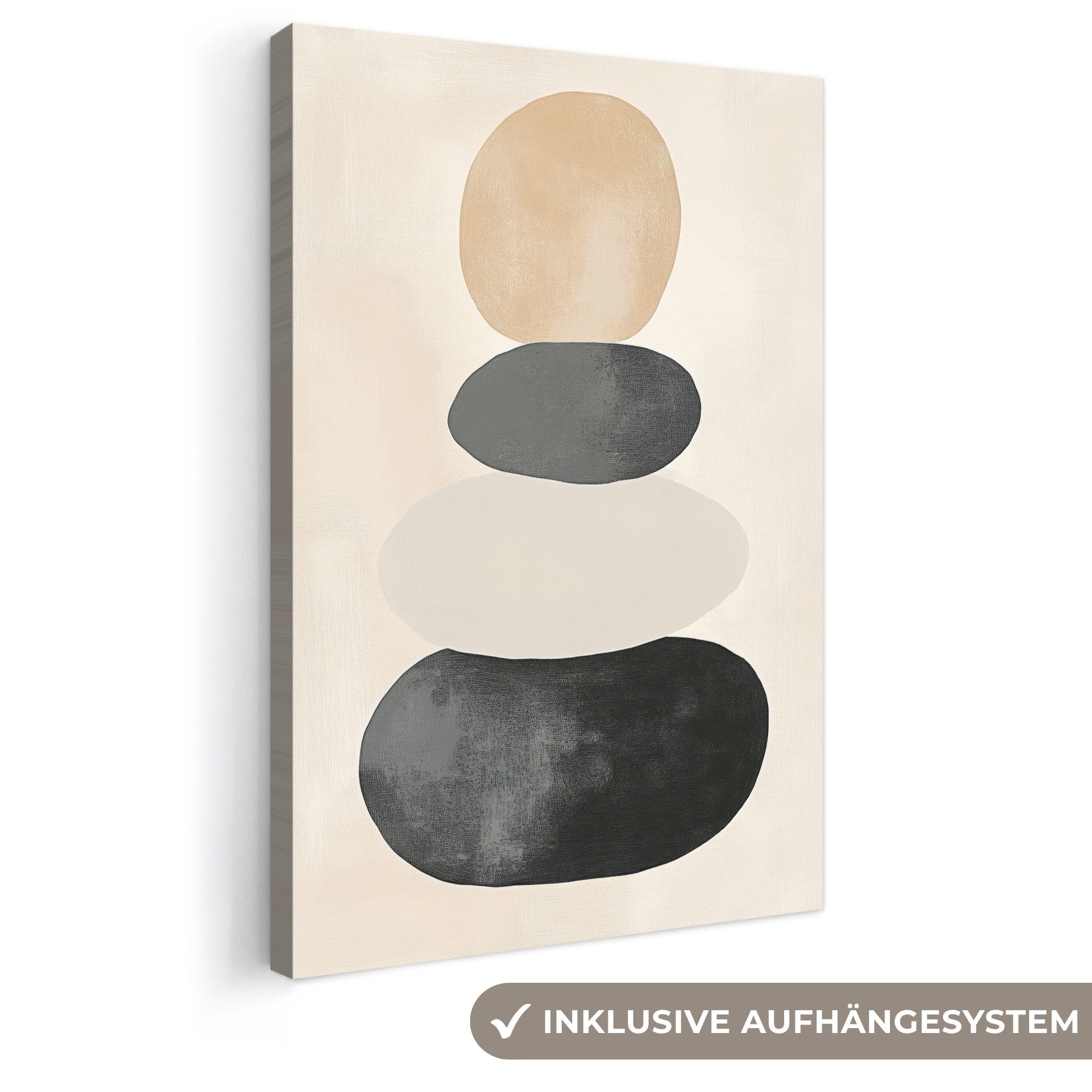 OneMillionCanvasses® Leinwandbild Japandi - Wabi sabi - Beige, Fotodruck (1 St), Leinwand Canvas Wandbild, Wanddekoration 20x30 cm