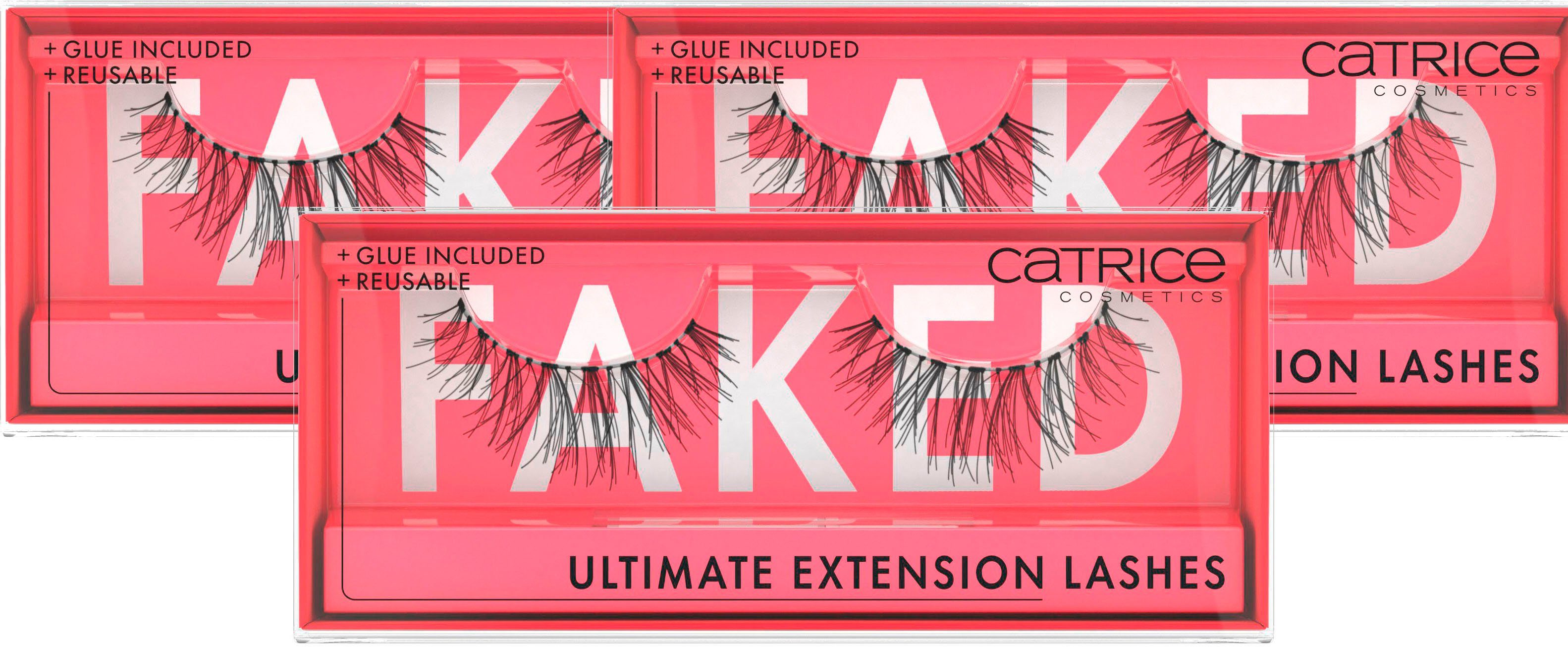 Catrice Bandwimpern Faked Everyday Natural Lashes, Set, 3 tlg., mit wiederverwendbarer Packung