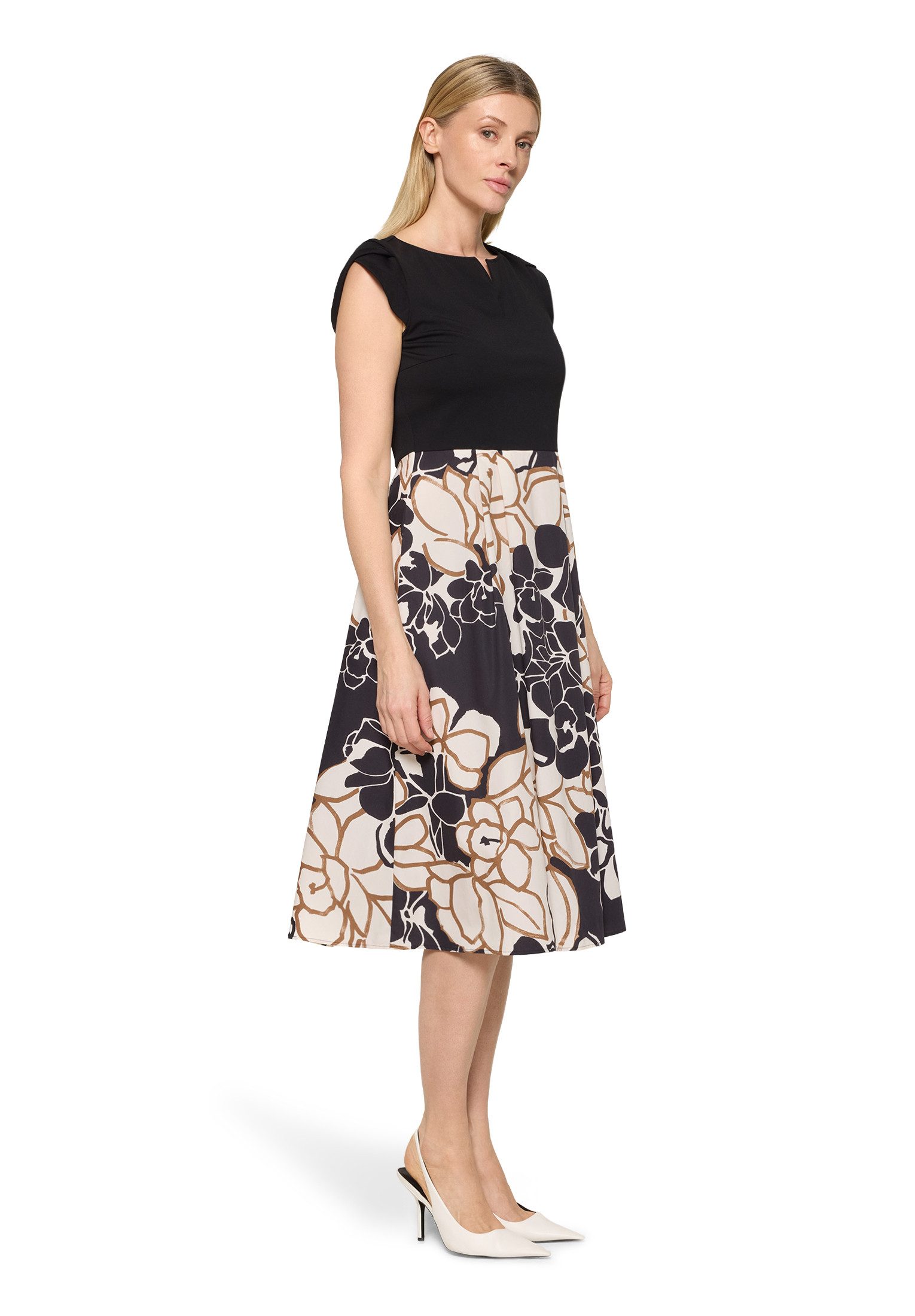 Betty Barclay Etuikleid Materialmix, Damen mit ausgestelltem Rock