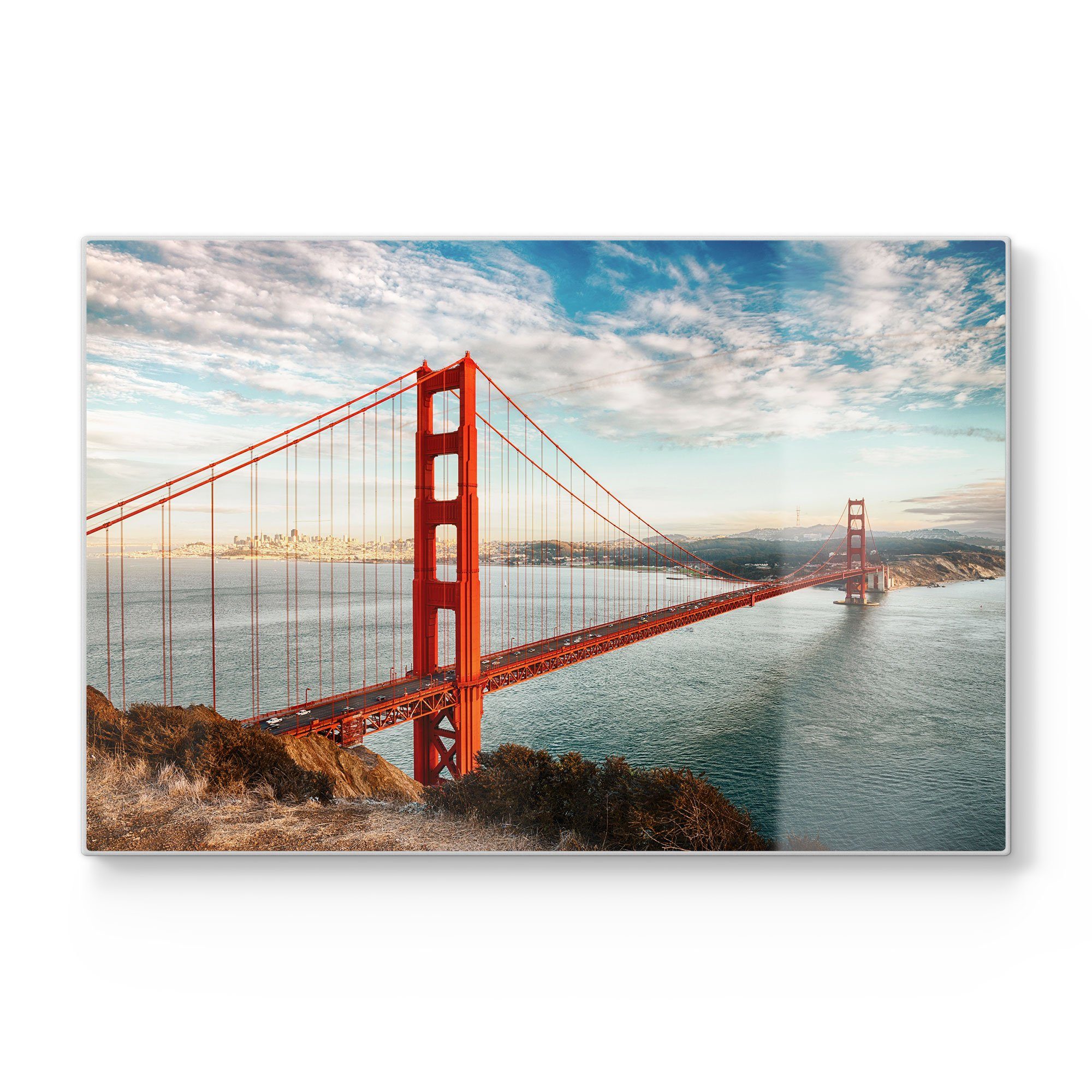 DEQORI Schneidebrett 'Golden Gate Bridge', Glas, Platte Frühstücksbrett Schneideplatte