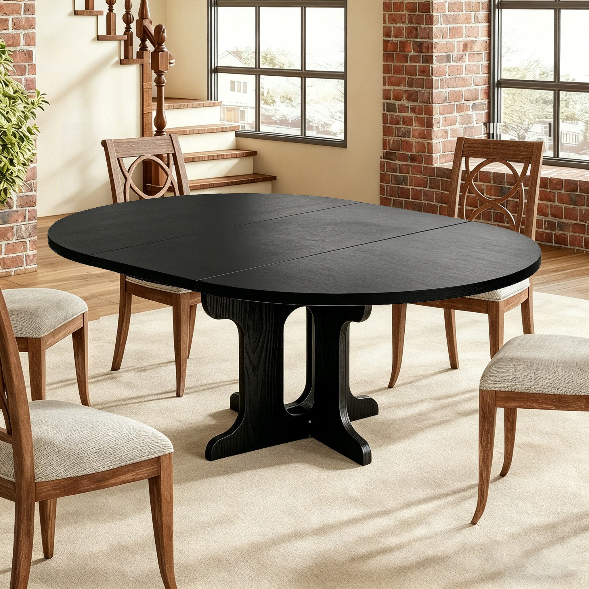TWSOUL Esstisch runder/ovaler Küchentisch mit ausziehbarer, 90-120cm 4-8 Personen, Erweiterungsplatten intern, oval für Restaurant Wohnzimmermit Küche