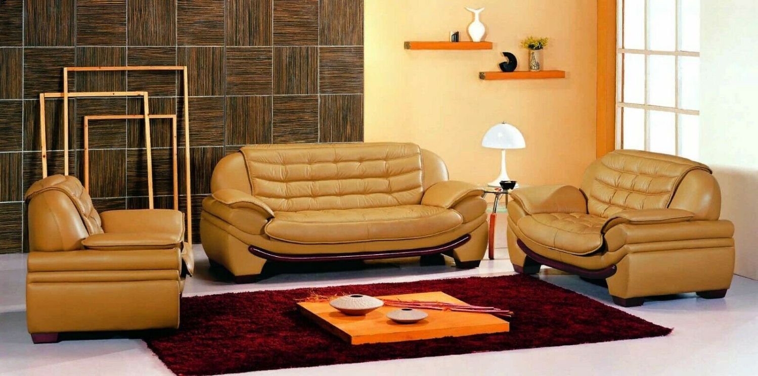 JVmoebel Sofa Sofagarnitur Couch Polster Leder Wohnzimmer Sitz 3+2+1 Set, Made in Europe