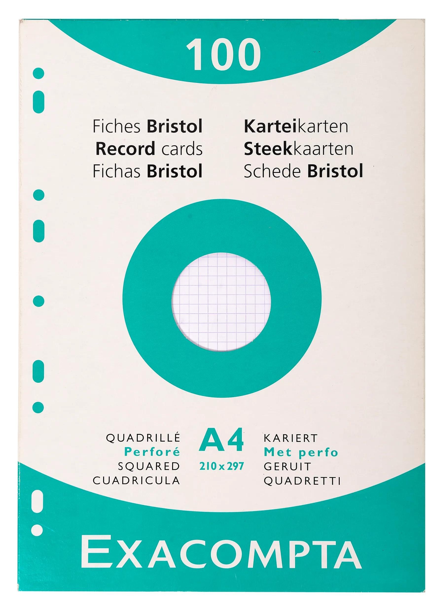 EXACOMPTA Karteikarten Karteikarten A4 kariert weiss - Weiß - 13606E, Karteikarten