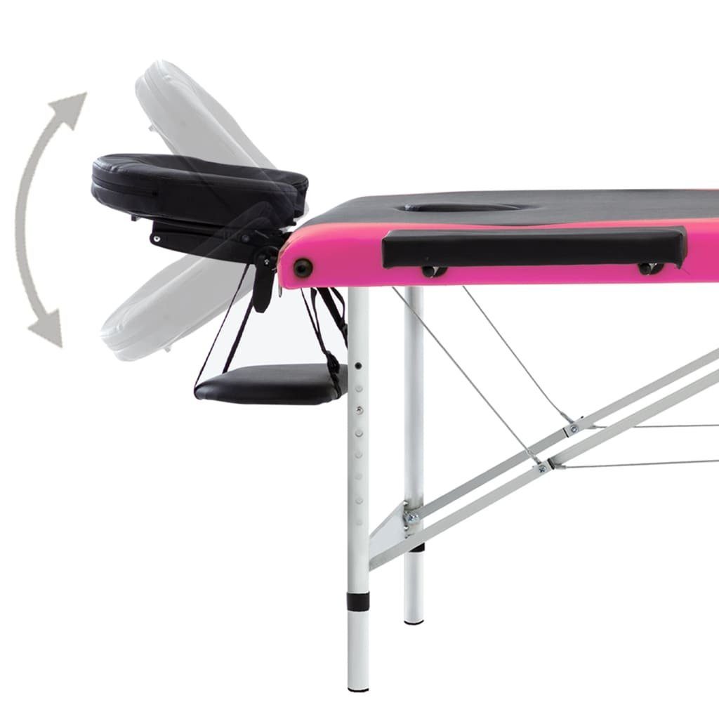 vidaXL Massageliege Massageliege Klappbar 3-Zonen und Aluminiumgestell Schwarz Rosa