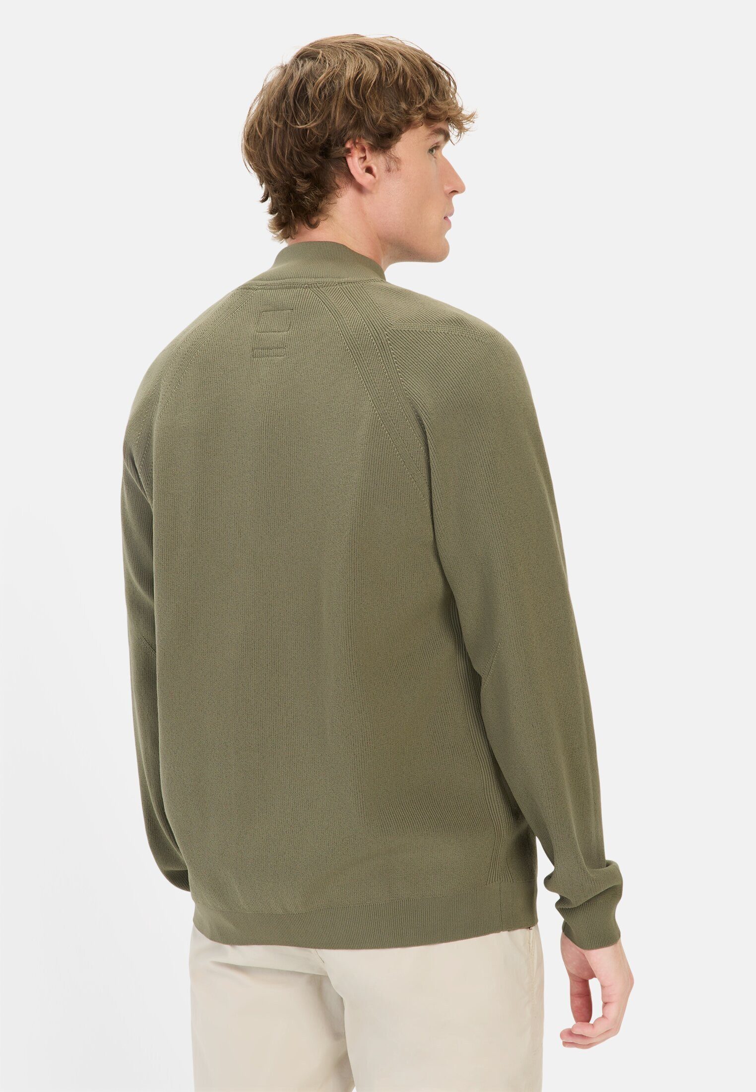 camel active Strickjacke aus atmungsaktivem Polyester Langarm Stehkragen St günstig online kaufen