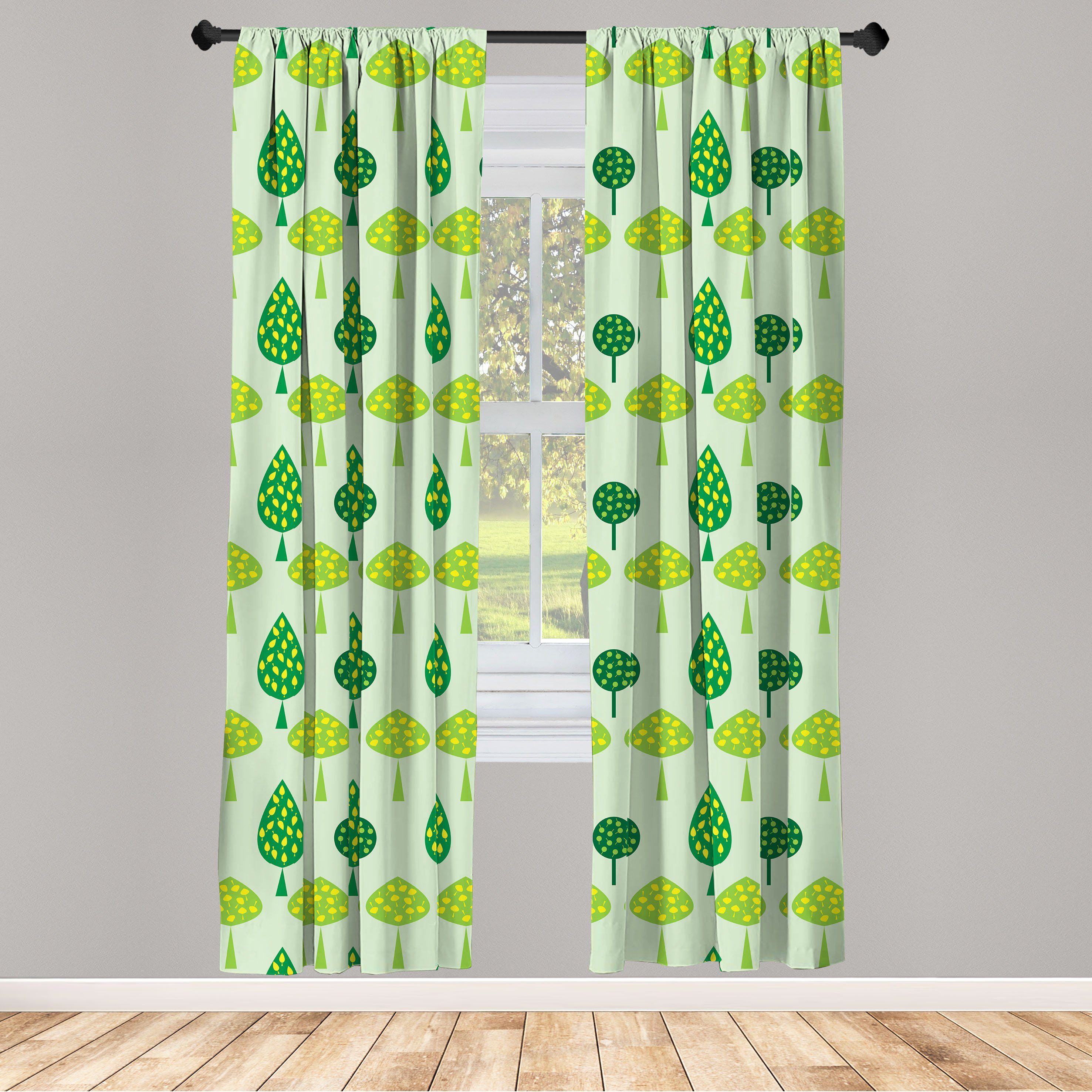 Gardine Vorhang für Wohnzimmer Schlafzimmer Dekor, Abakuhaus, Microfaser, Blätter Abstrakte Bäume Blühende