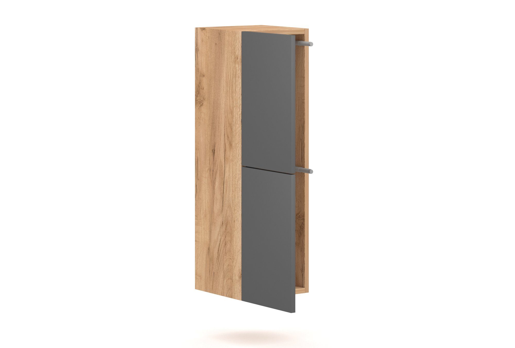 und Legnano Set Wandregal Hängeschrank Matt, Eiche 1 2-tlg., Push-to-open-System in Graphit Gold 42cm, Breite Domando