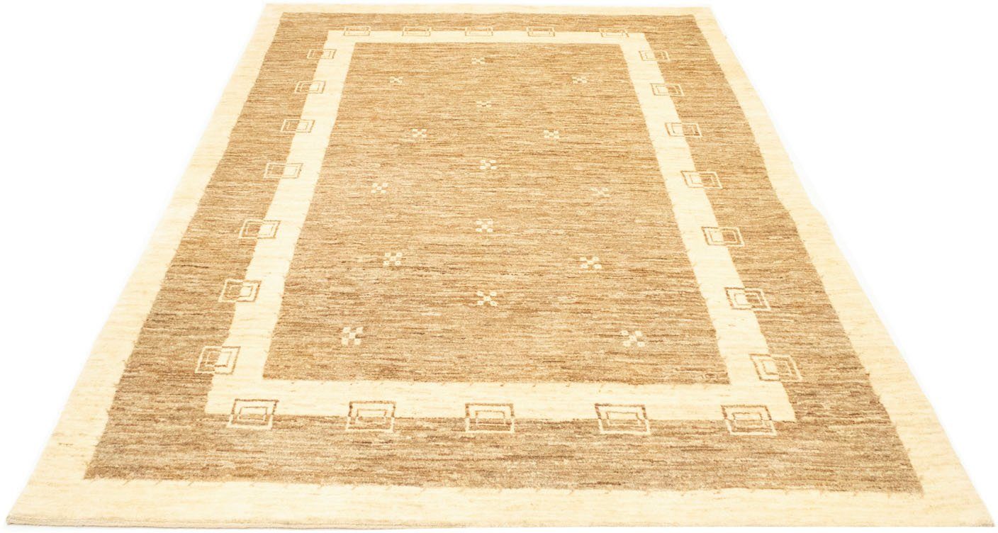 Wollteppich Loribaft Teppich handgeknüpft hellbraun, morgenland, rechteckig,  Höhe: 18 mm, handgeknüpft, Schmutzabweisend/Pflegeleicht