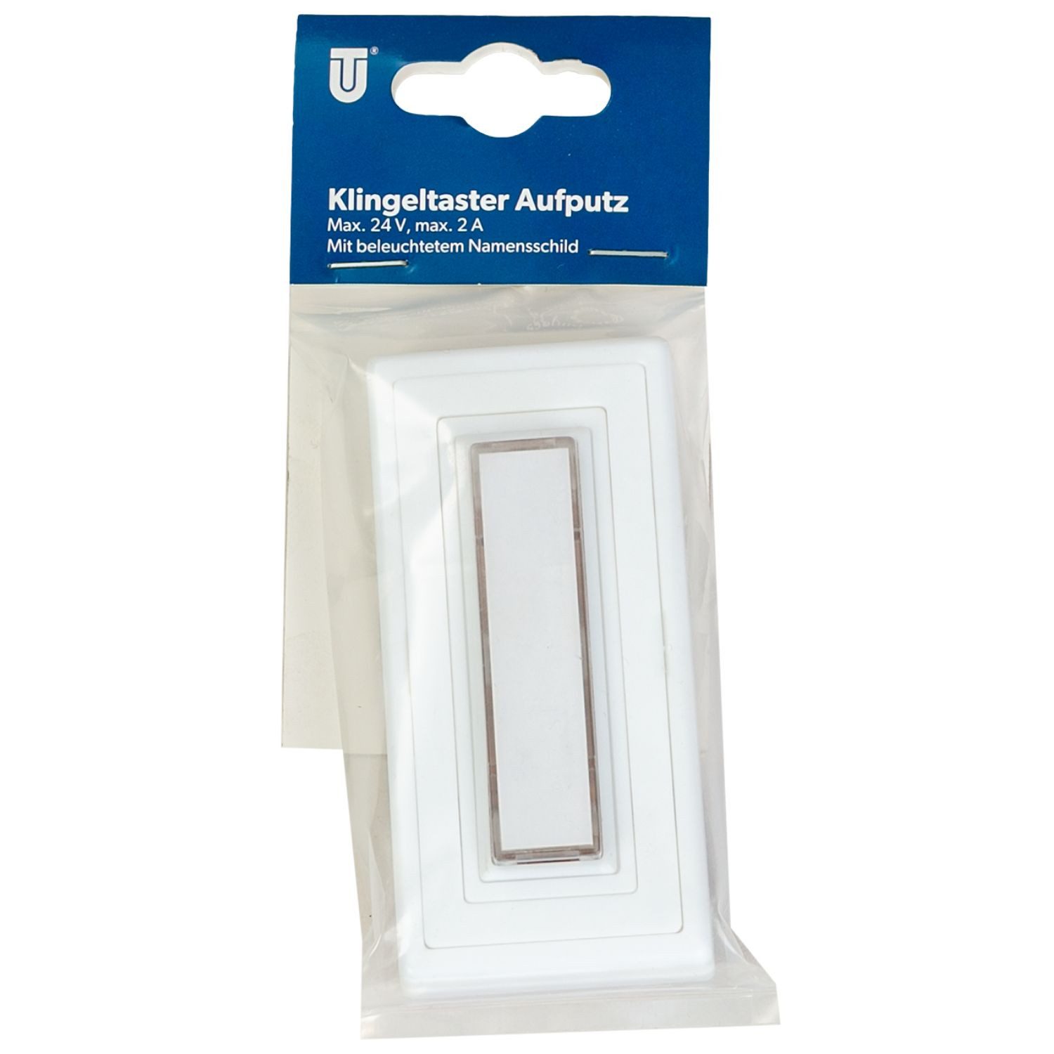 UNITEC Türklingelknopf Klingel Klingeltaster Aufputz 1-Fach Weiß (Klingelknopf mit Montagematerial, 1-St., Aufputz), Namensschild LED Beleuchtet Türklingel Klingelplatte Klingelknopf