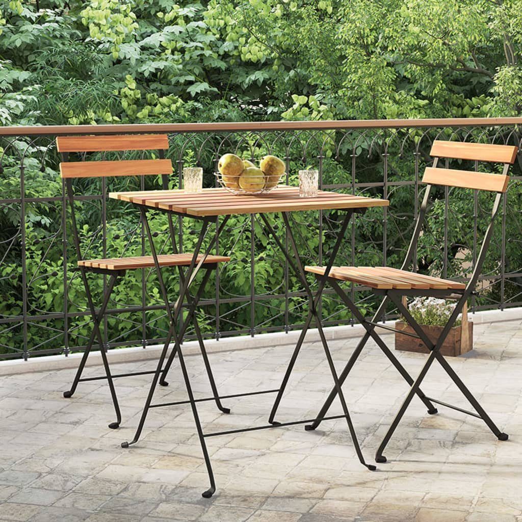 vidaXL Gartentisch Bistrotisch Klappbar 55x54x71 cm Massivholz Teak und Stahl