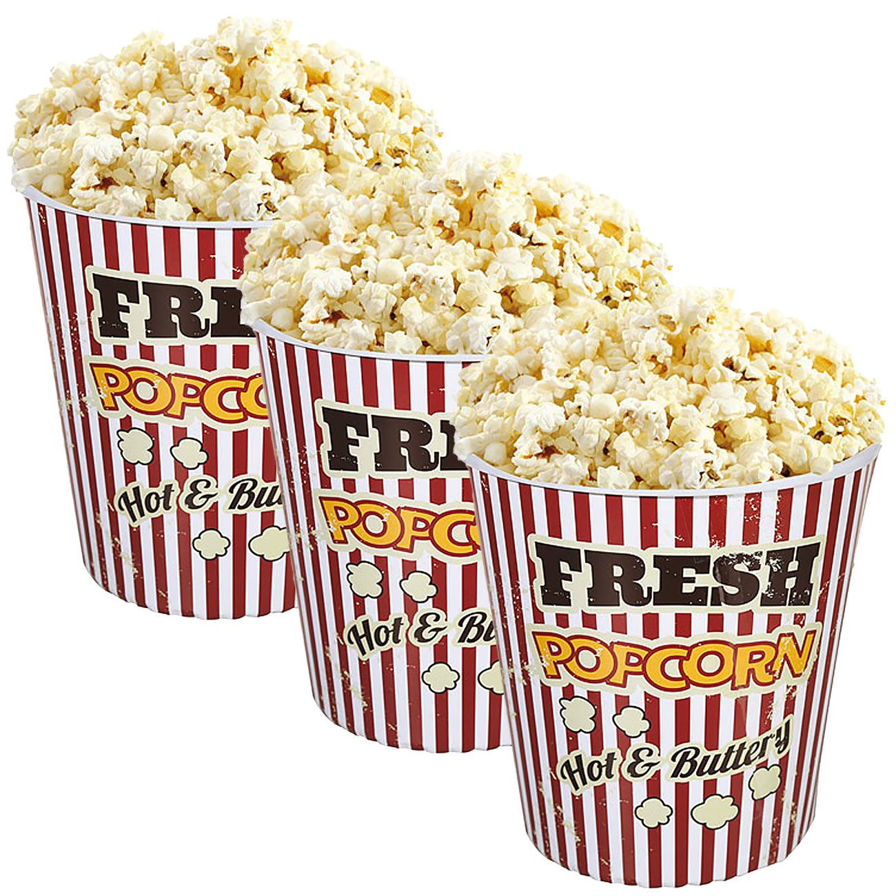Out of the Blue Snackschale Retro Kino-Popcorn-Eimer 18cm Kunststoffbecher spülmaschinenfest 1/2er, (2-tlg), Wiederverwendbarer Popcorn-Becher im Vintage-Design spülmaschinenfest