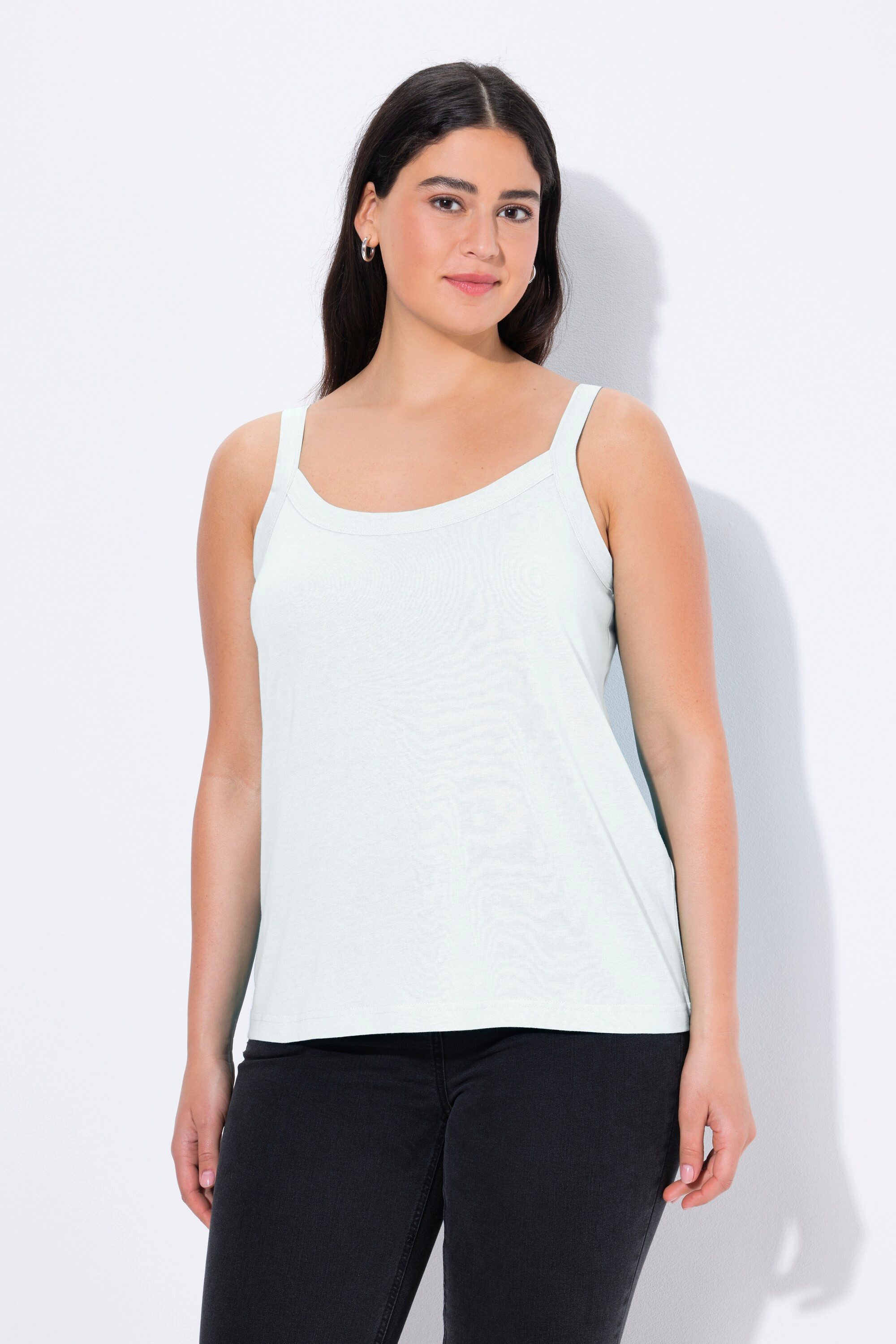 Ulla Popken Longtop Spaghettitop Rundhals Modalmix ärmellos