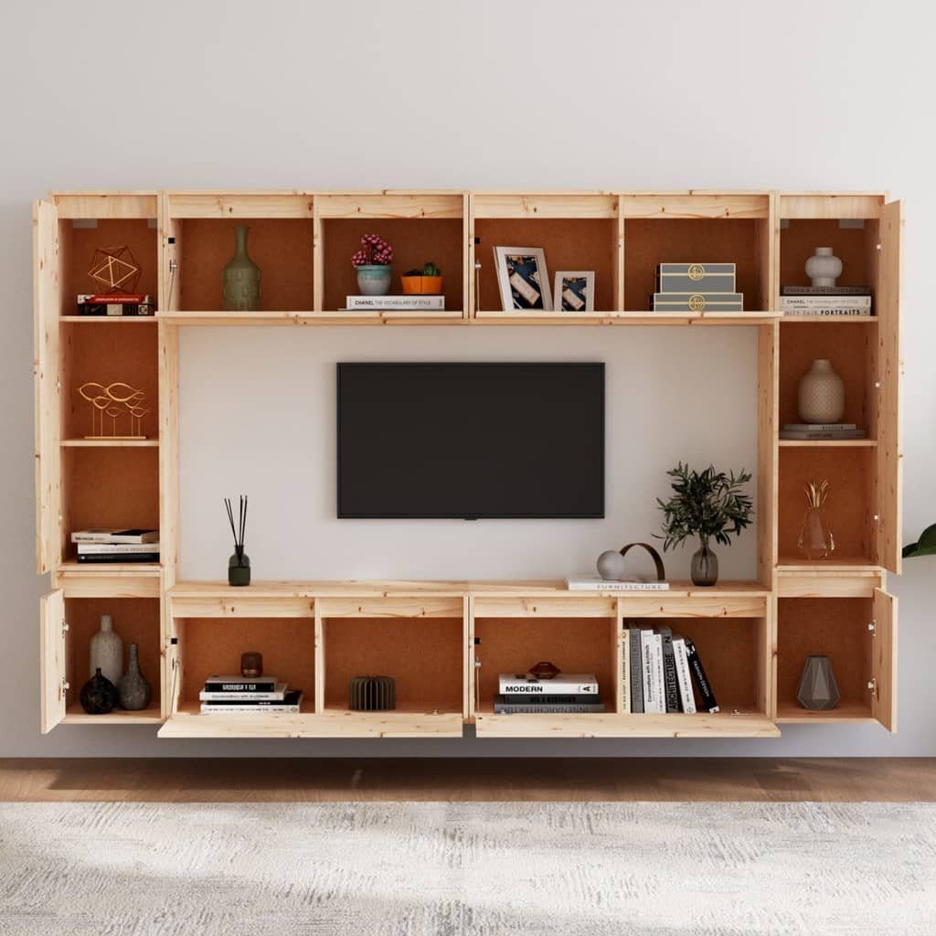 vidaXL Kiefer TV-Schränke Massivholz Stk. Natur (8-St) 8 TV-Schrank