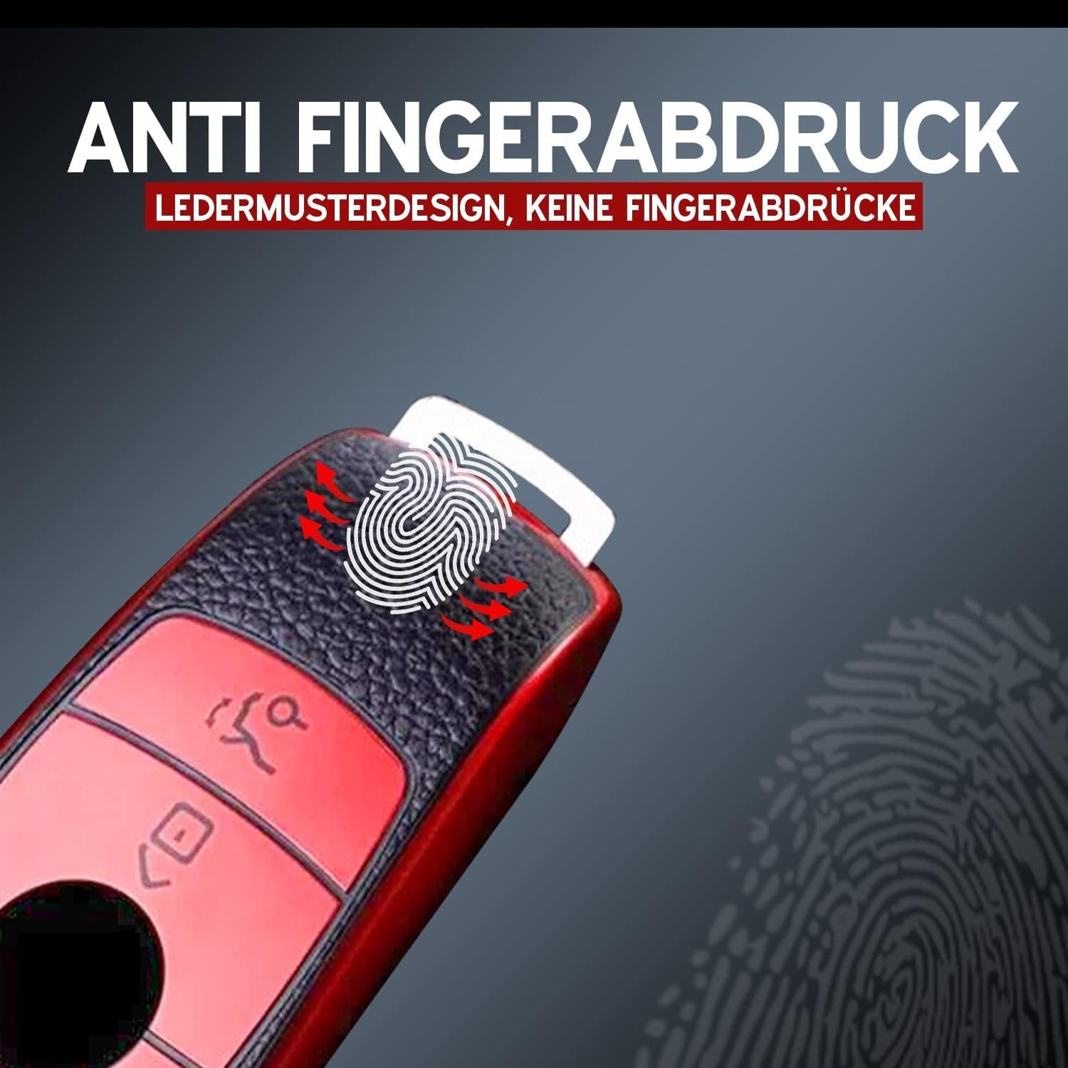 Keyscover Schlüsseltasche Autoschlüssel Hülle Tasche Leder/Rot Mercedes für Benz, Cover Schlüsselhülle