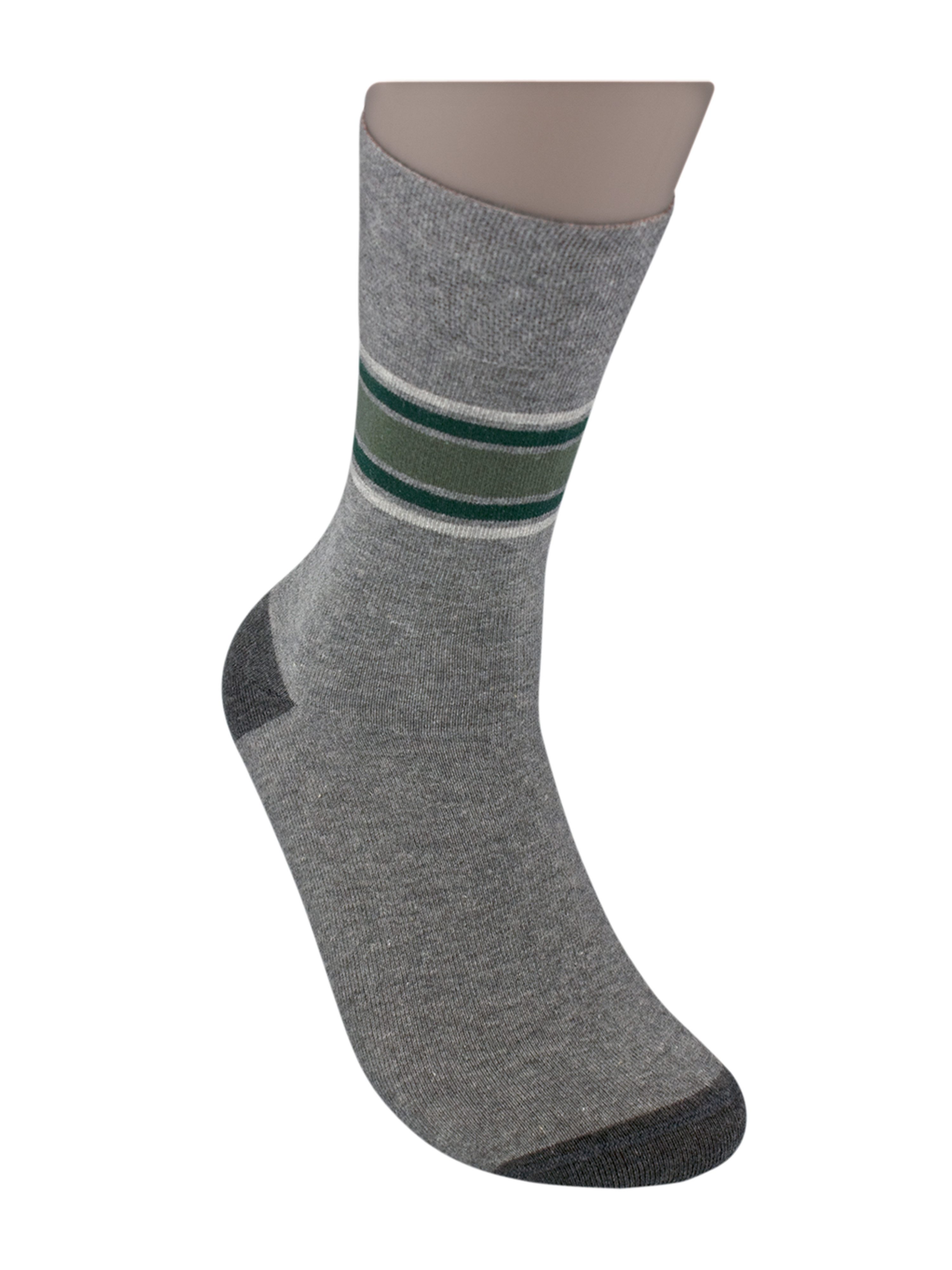 Die Sockenbude Basicsocken RINGEL (Bund, 5-Paar, grau grün) weicher Bund