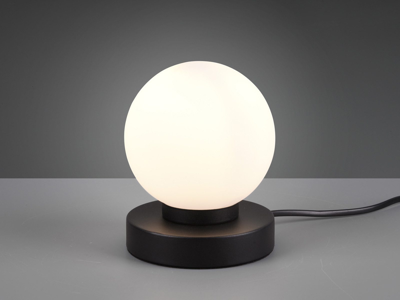 Reality Leuchten LED Nachttischlampe touch Kugel-Lampe, Höhe 15cm, dimmbar, LED wechselbar, Warmweiß, kleine Tischlampe mit Glas-Kugel, Tischleuchte inkl. E14 LED