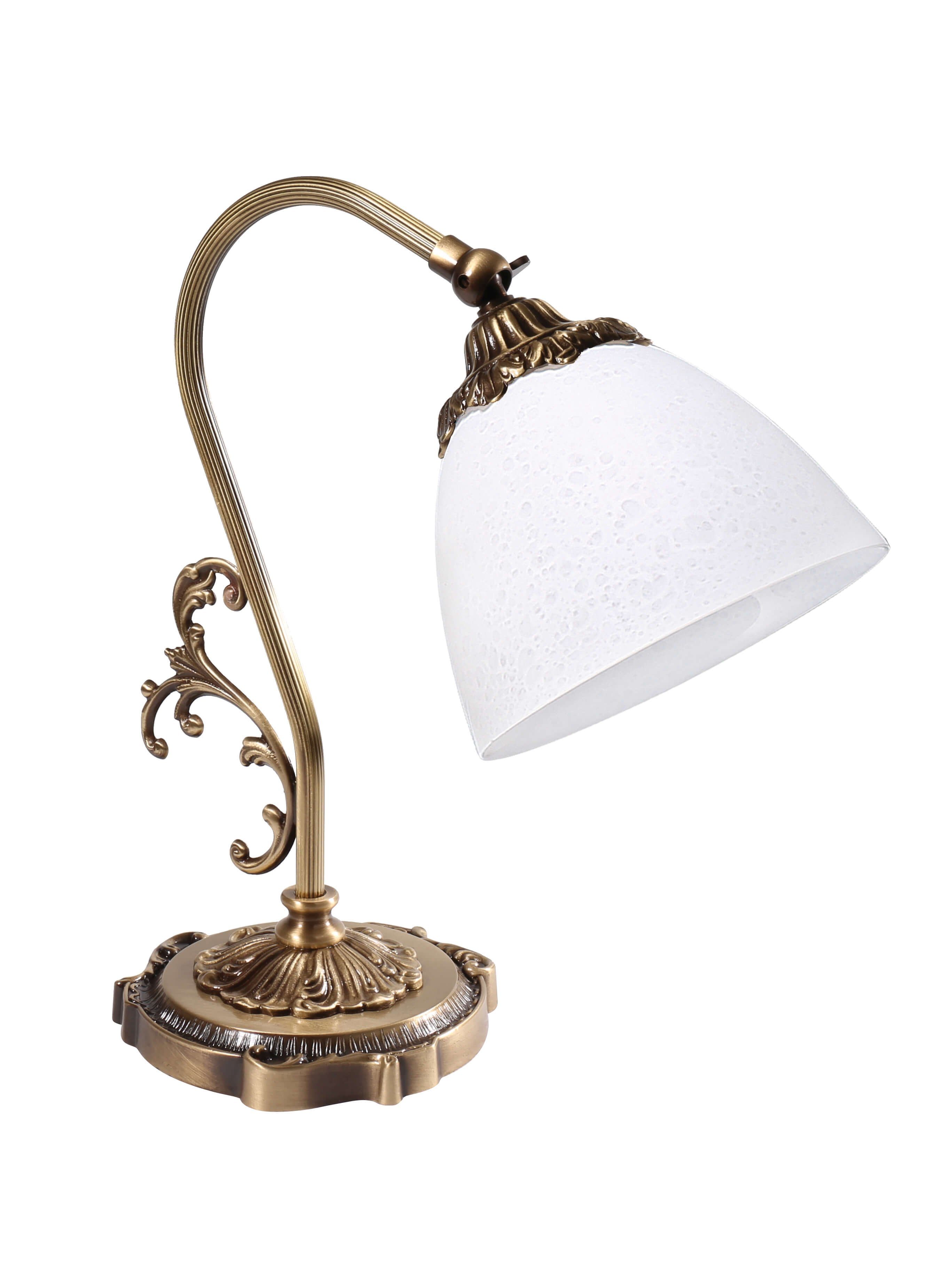 Licht-Erlebnisse Nachttischlampe BEATRICE, ohne Tisch bronziert Leuchtmittel, Schlafzimmerlampe Messing E14 echtes H:30cm Jugendstil