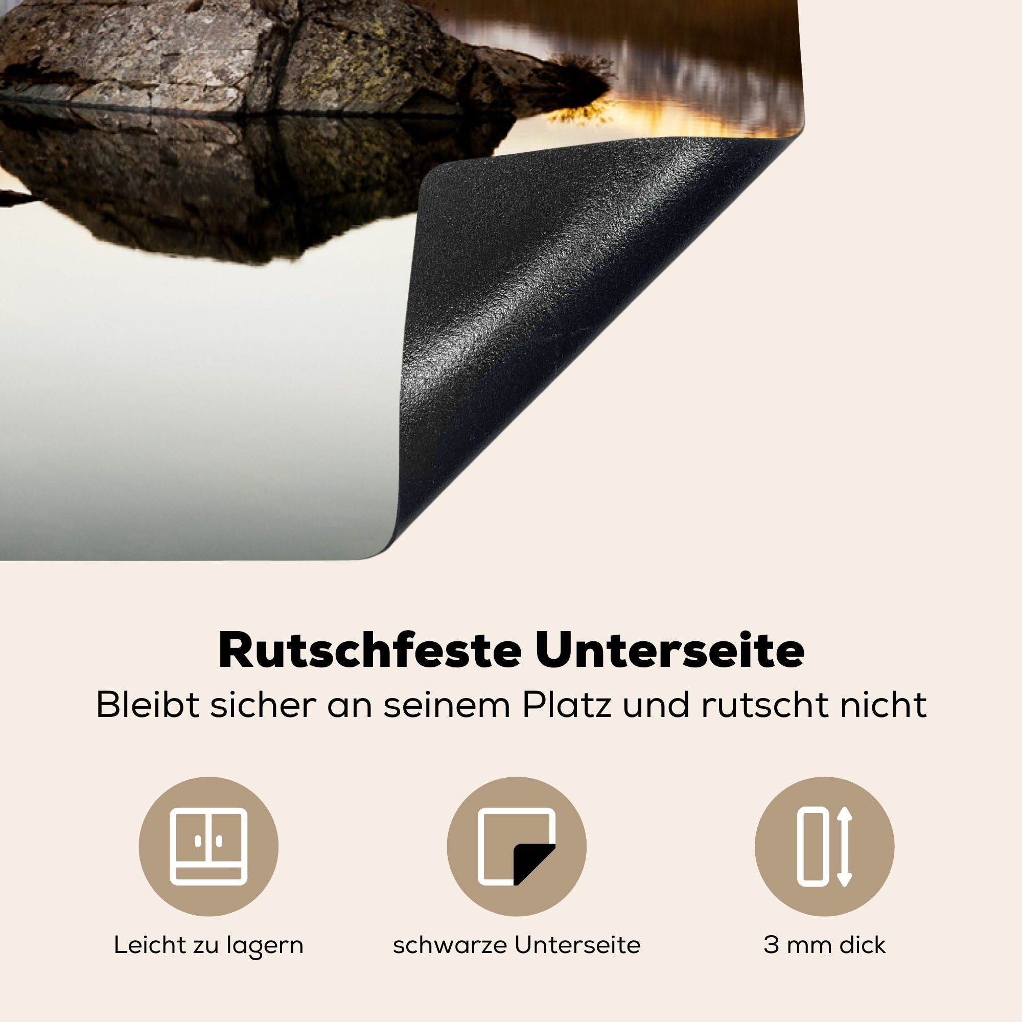83x51 Arbeitsplatte Ceranfeldabdeckung, das (1 auf Blick Herdblende-/Abdeckplatte in cm, Schweiz, für der küche Stellisee Matterhorn MuchoWow tlg), Vinyl, vom