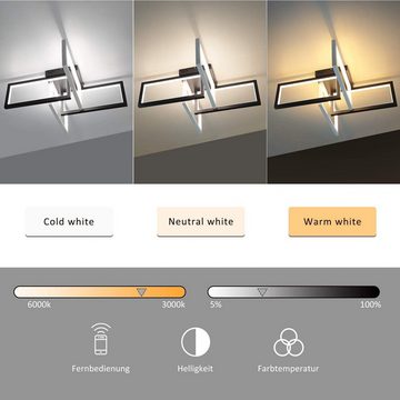 ZMH LED Deckenleuchte Deckenlampe Dimmbar mit Fernbedienung 88w Moderne aus Metall 70cm, LED fest integriert