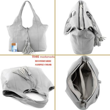 modamoda de Schultertasche T105, Echtleder Handmade in Italy