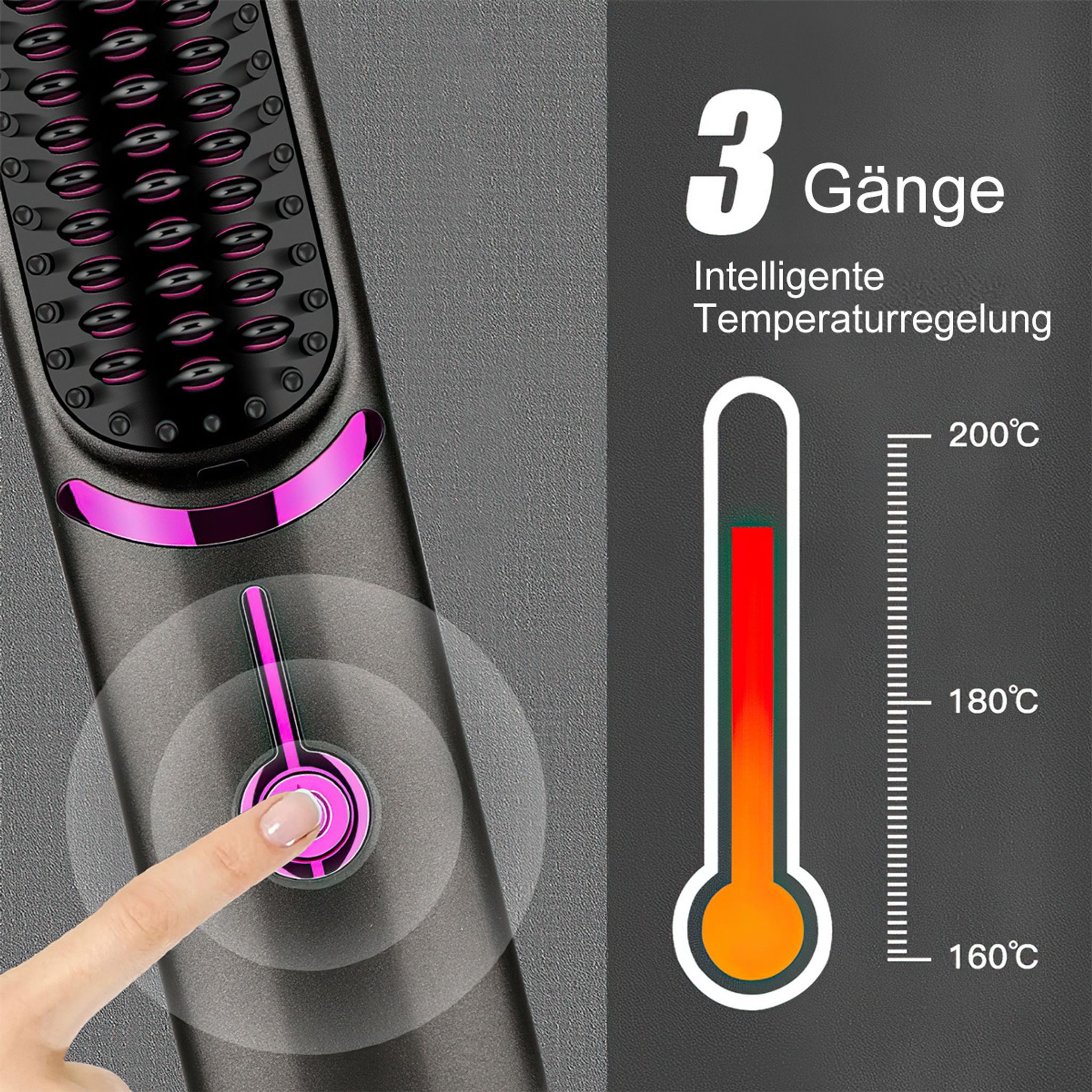 FELIXLEO Multihaarstyler Kabellose 2 in 1 Glättbürste Lockenstab Keramikbeschichtung Reisen
