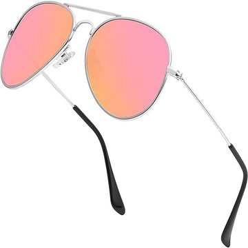 yozhiqu Sonnenbrille Polarisierte Aviator-Sonnenbrille für Kinder (Retro-Stil) Leicht, komfortabel, kratzfest, blockiert 99 % des schädlichen Lichts