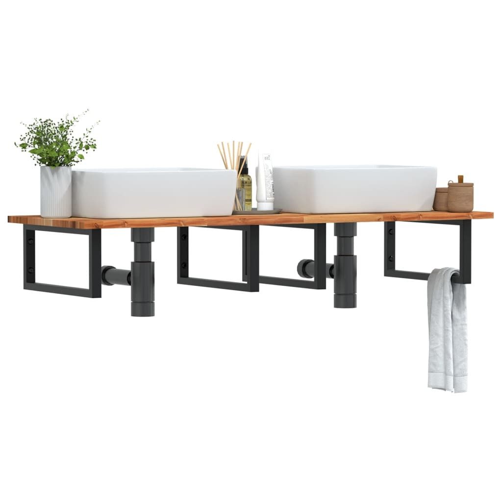 vidaXL Badezimmerspiegelschrank Waschbeckenregal Wandmontage Stahl und nholz (1-St)