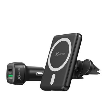 XLAYER MagFix Pro KFZ Autohalterung I Wireless Set I Magsafe mit USB-C Kabel Wireless Charger