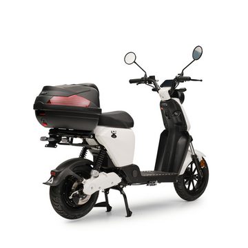 Burnout E-Motorroller ANT weiß Einzelakku, 800 W, 45 km/h, USB Ladedose für Handy Navi etc., E-Roller inkl. Topcase