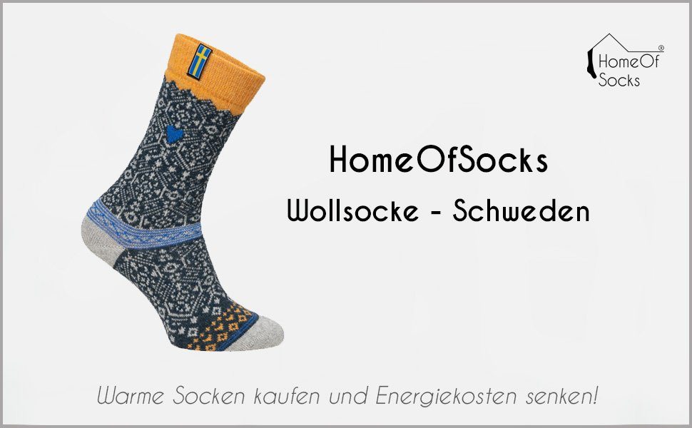 HomeOfSocks Socken strapazierfähige Wollsocke dünne Schweden Skandinavische Design 70% Aus "Schweden" Kuschelsocken Nordic und Wolle Wollanteil Socken mit