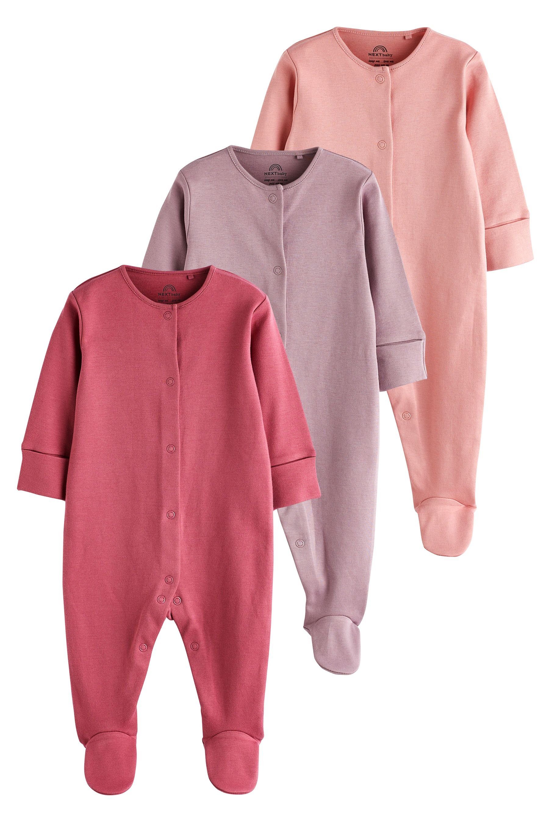 Schlafoverall Baumwolle Babyschlafanzüge Next 3er-Pack im aus (3-tlg)