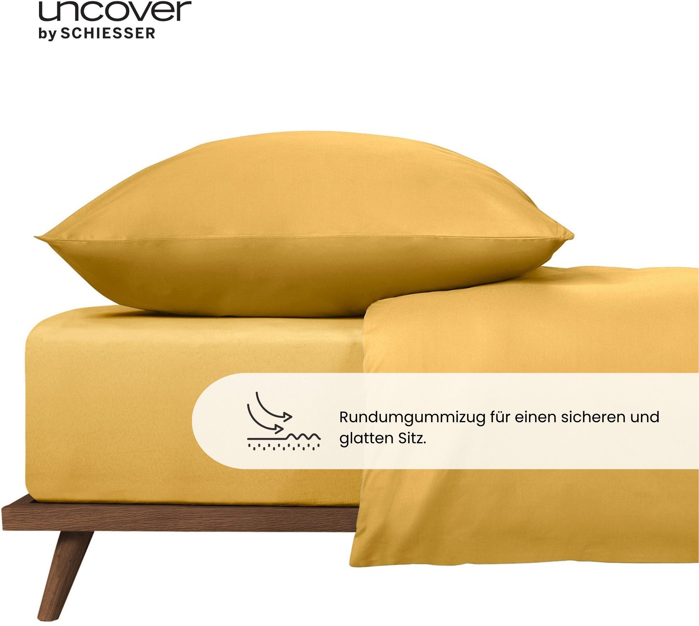 uncover by SCHIESSER Spannbettlaken New Jersey aus 100% Baumwolle, Jersey, Gummizug: rundum, (1 Stück), OEKO-TEX® MADE IN GREEN – Bild 3 von 5